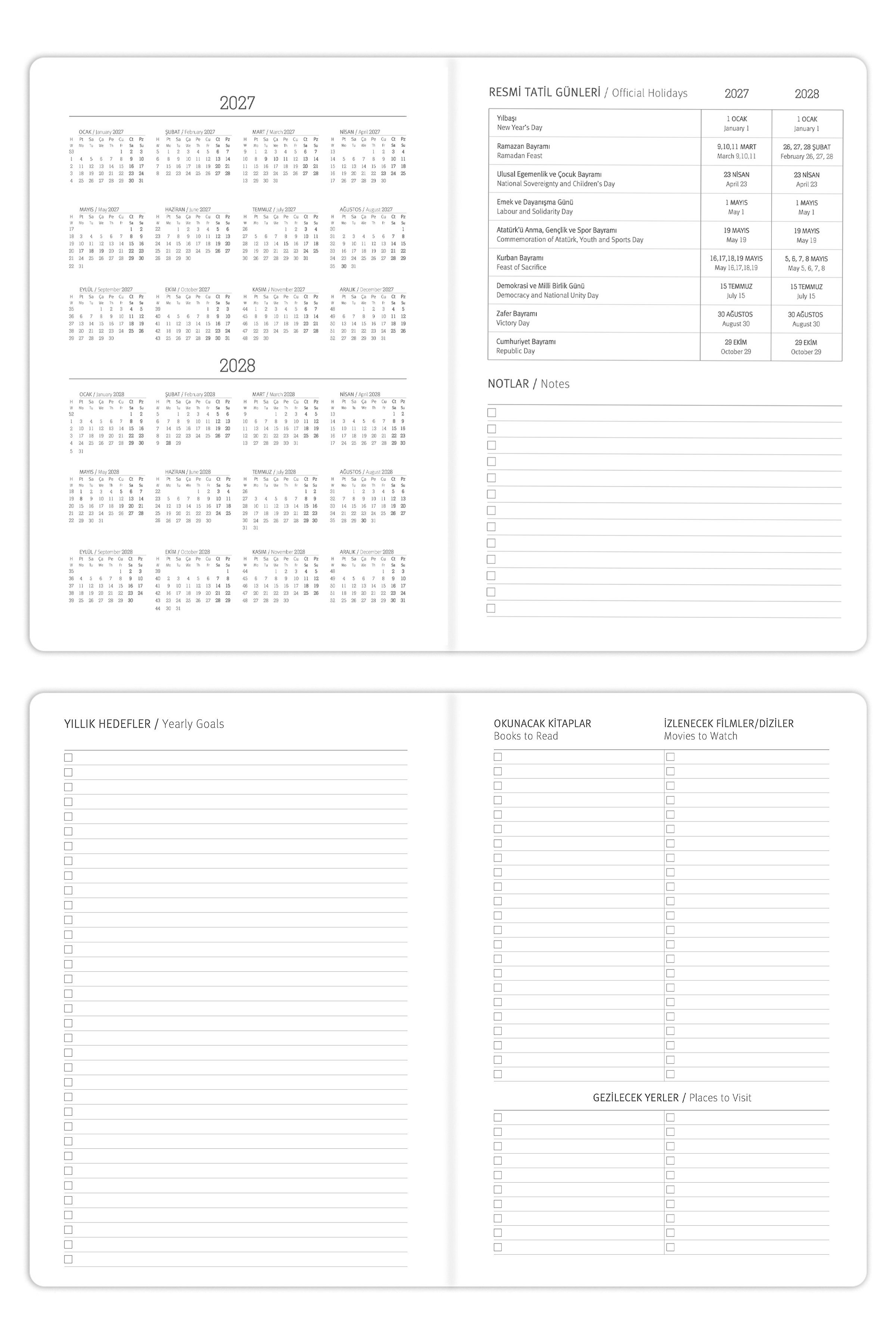 Matt Notebook 2027 Yılı A5 Tam Gün Ajanda 15x22 cm - 365 Gün Yeşil