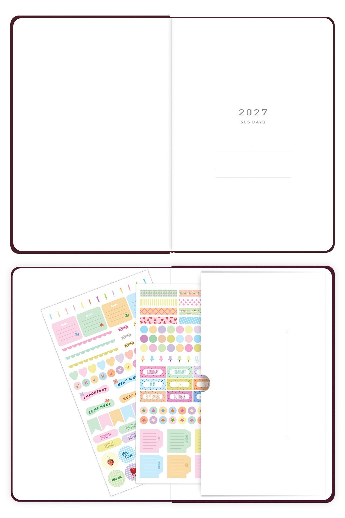 Matt Notebook 2027 Yılı A5 Tam Gün Ajanda 15x22 cm - 365 Gün Bordo