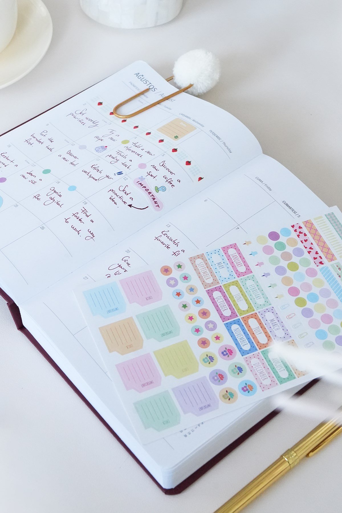 Matt Notebook 2027 Yılı A5 Tam Gün Ajanda 15x22 cm - 365 Gün Bordo