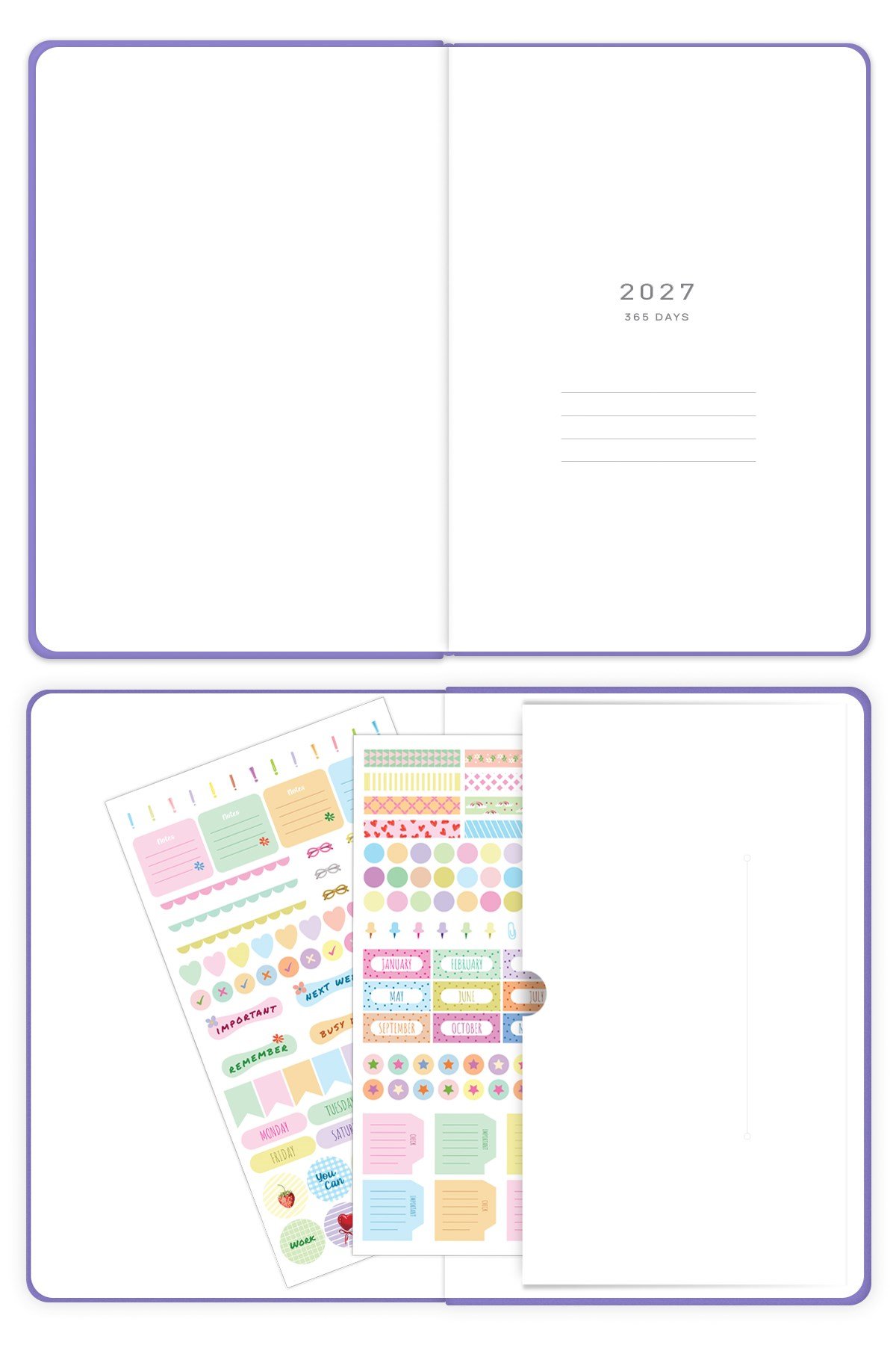 Matt Notebook 2027 Yılı A5 Tam Gün Ajanda 15x22 cm - 365 Gün Lila