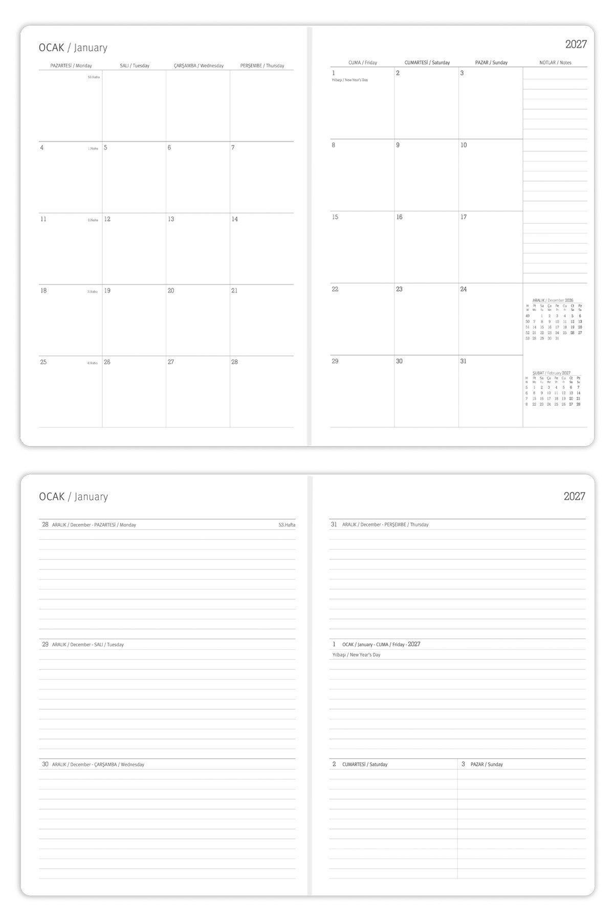 Matt Notebook 2027 Yılı B5 Haftalık Ajanda 17x24 cm - 12 Aylık Lacivert