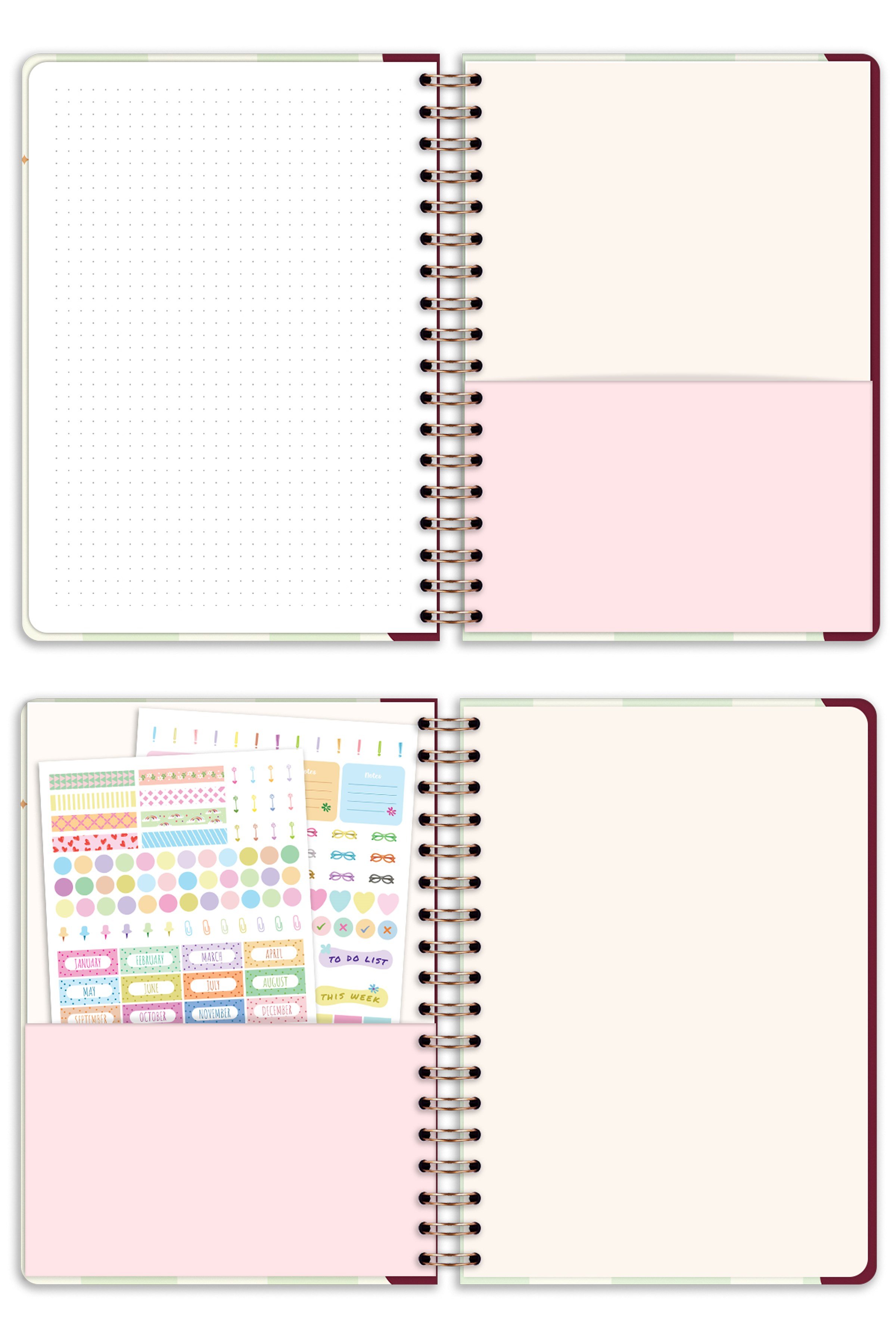 Matt Notebook 2027 Yılı B5 Haftalık Ajanda Spiralli 17x24 cm - 12 Aylık Kiraz