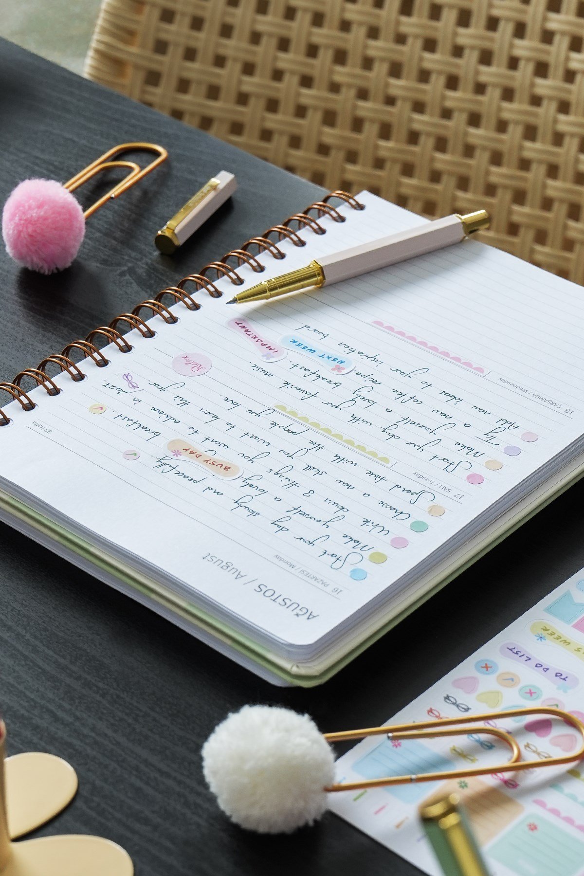 Matt Notebook 2027 Yılı B5 Haftalık Ajanda Spiralli 17x24 cm - 12 Aylık Çiçekler