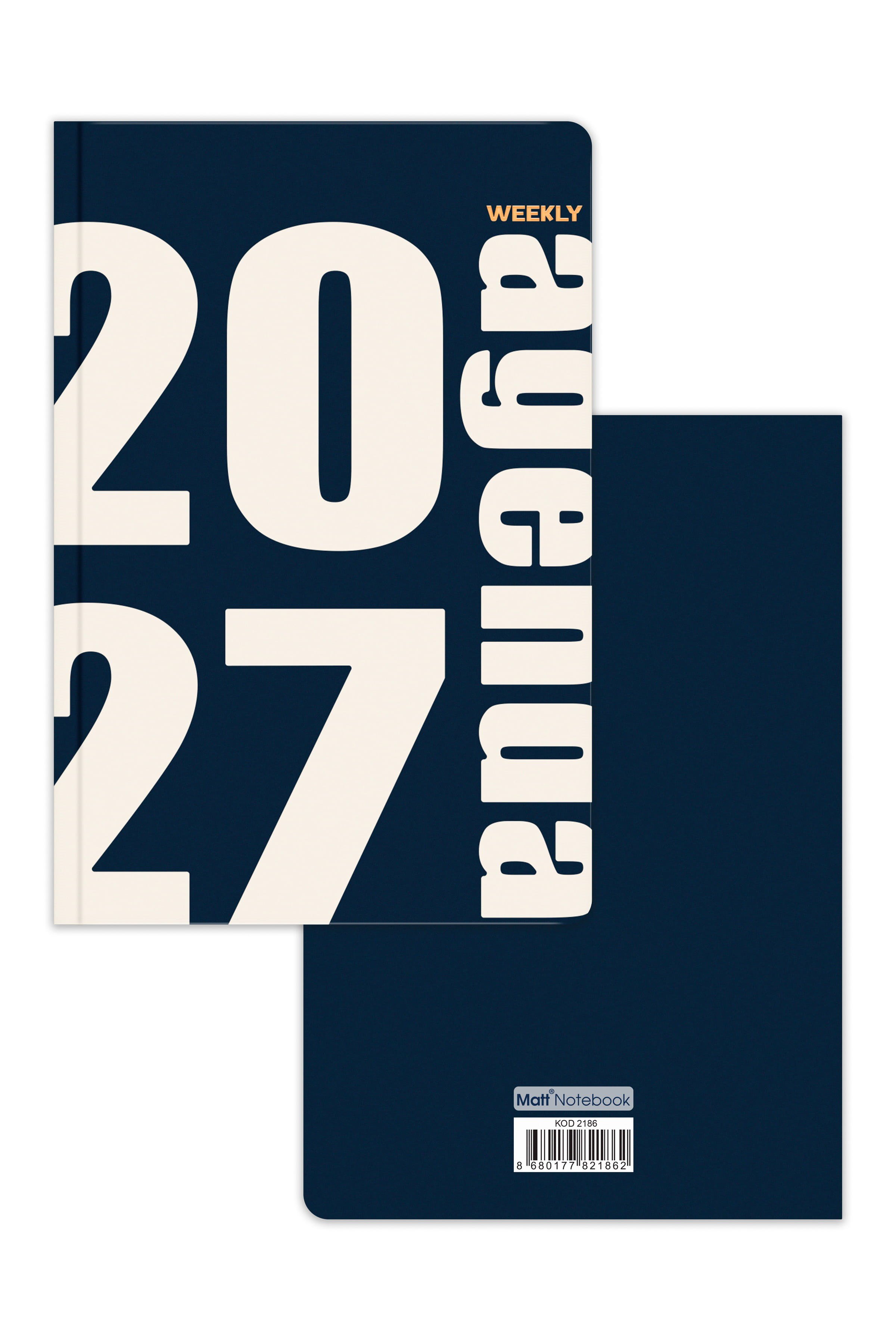 Matt Notebook 2027 Yılı B5 Haftalık Ajanda 17x24 cm - 12 Aylık Lacivert