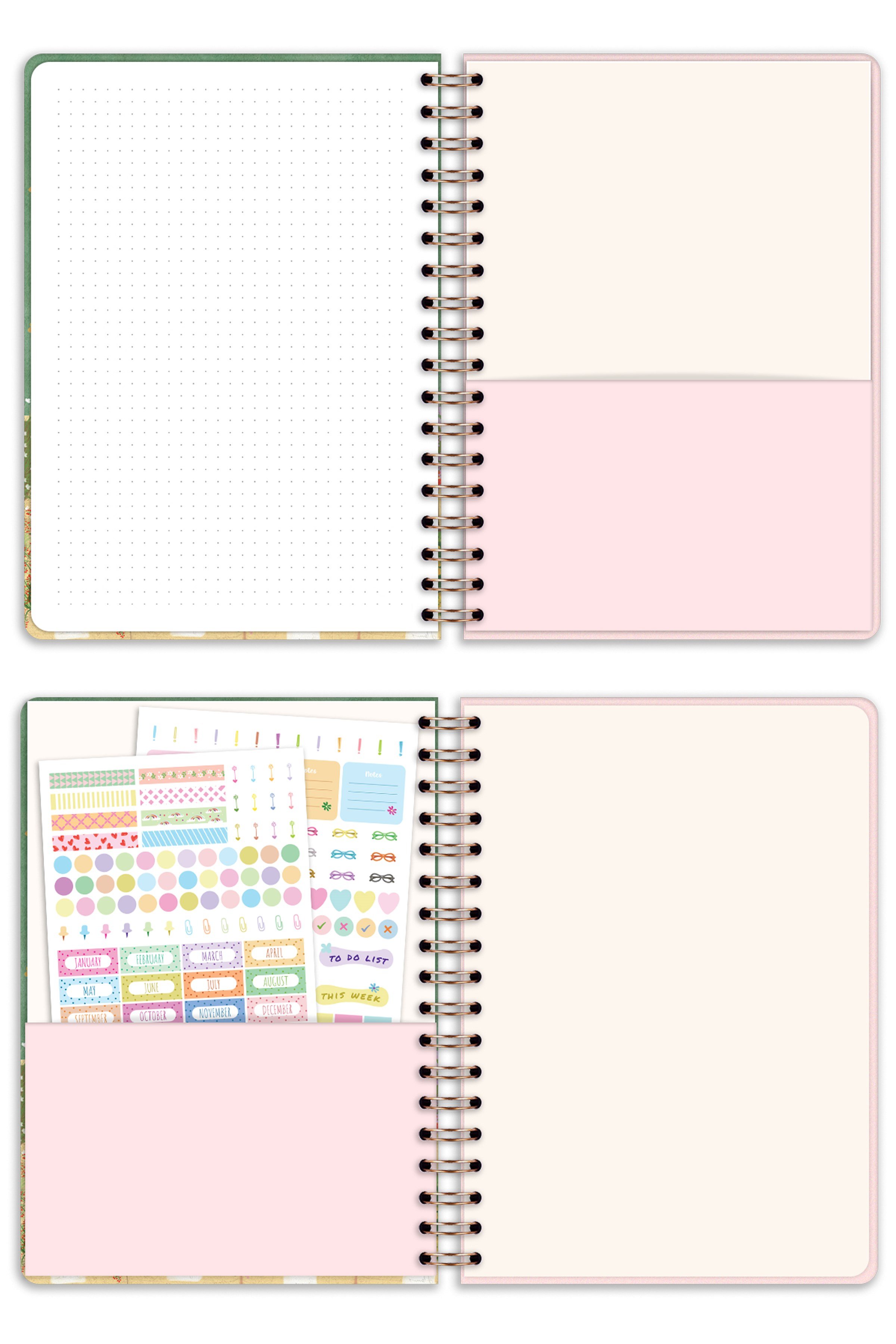 Matt Notebook 2027 Yılı B5 Haftalık Ajanda Spiralli 17x24 cm - 12 Aylık Çiçekler