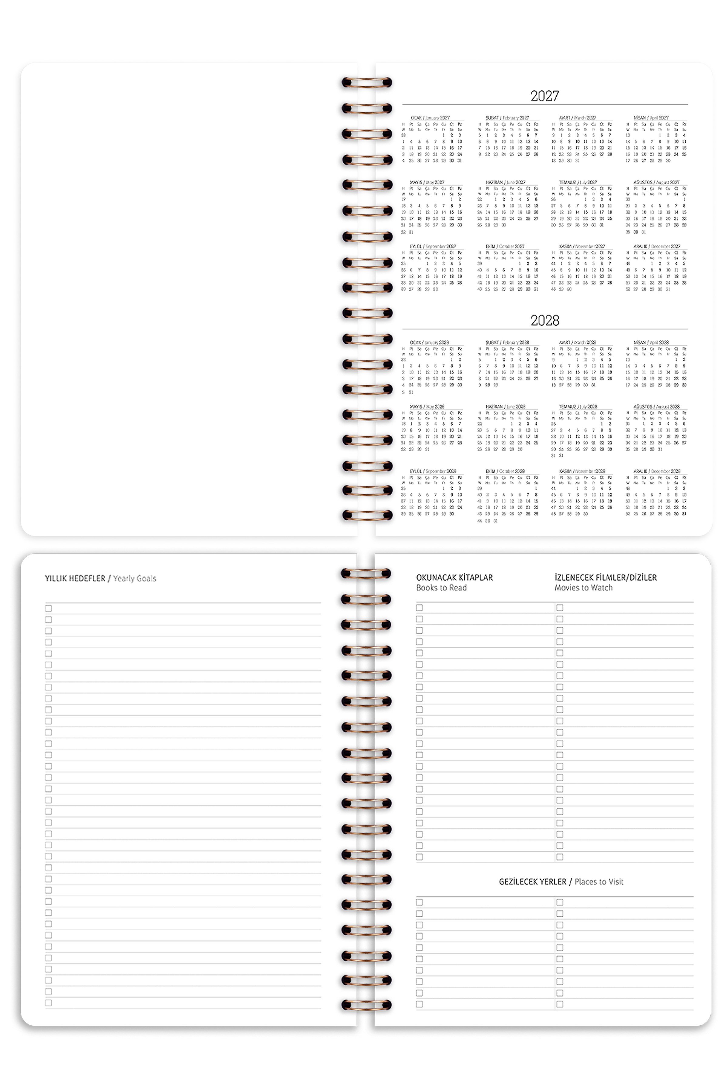 Matt Notebook 2027 Yılı B5 Haftalık Ajanda Spiralli 17x24 cm - 12 Aylık Fiyonk