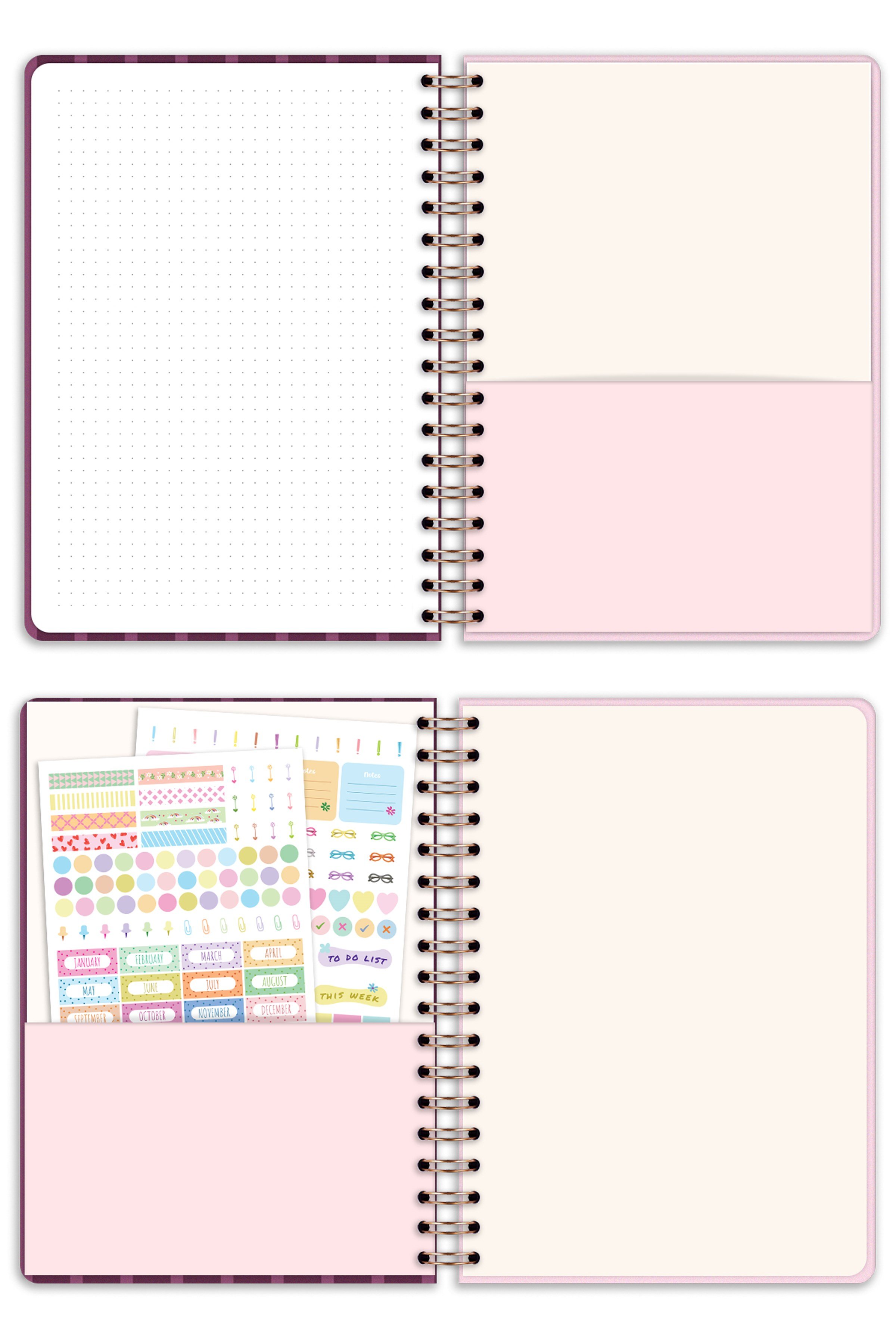 Matt Notebook 2027 Yılı B5 Haftalık Ajanda Spiralli 17x24 cm - 12 Aylık Fiyonk