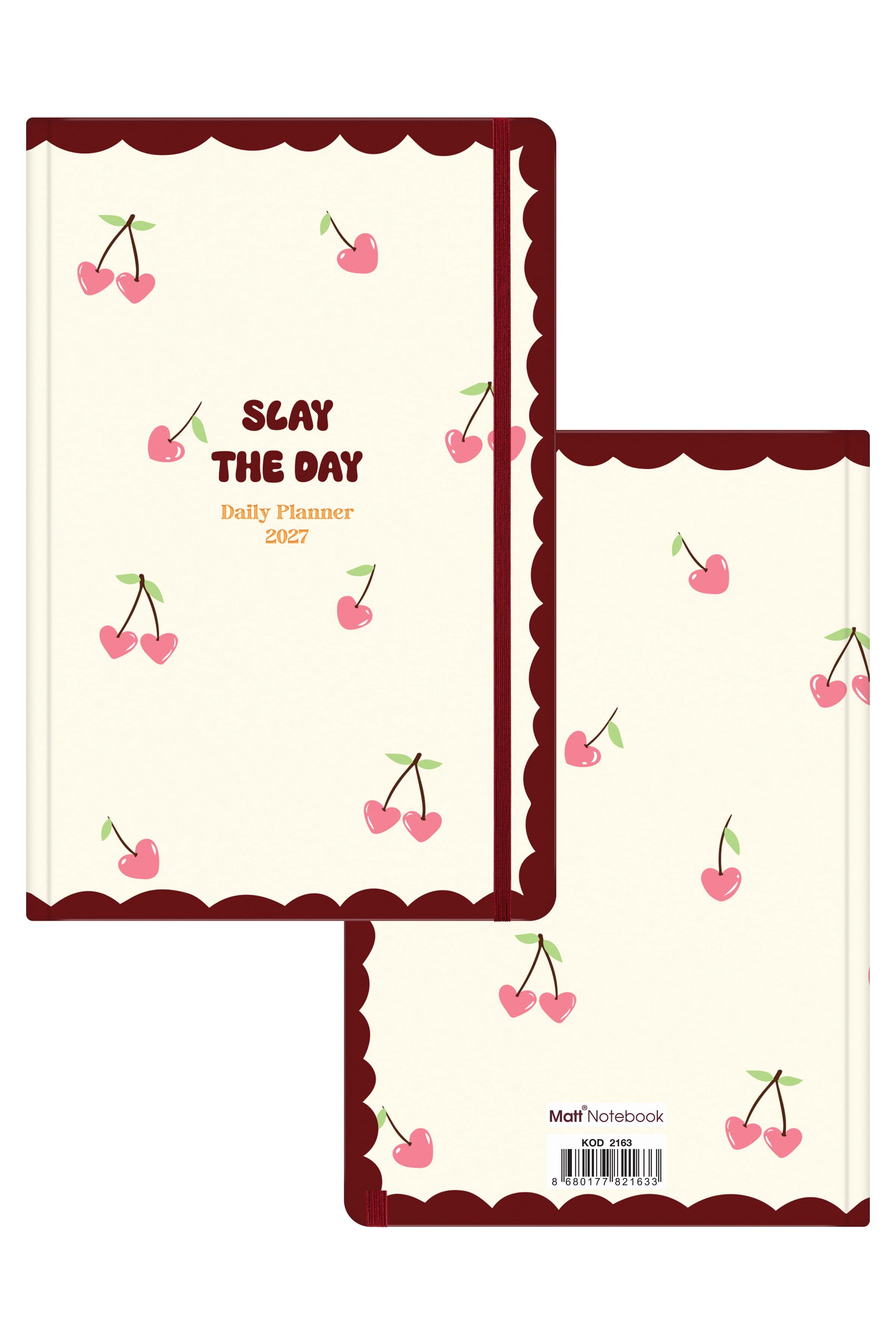 Matt Notebook 2027 Yılı Günlük Ajanda 16x24 cm - 12 Aylık Kiraz