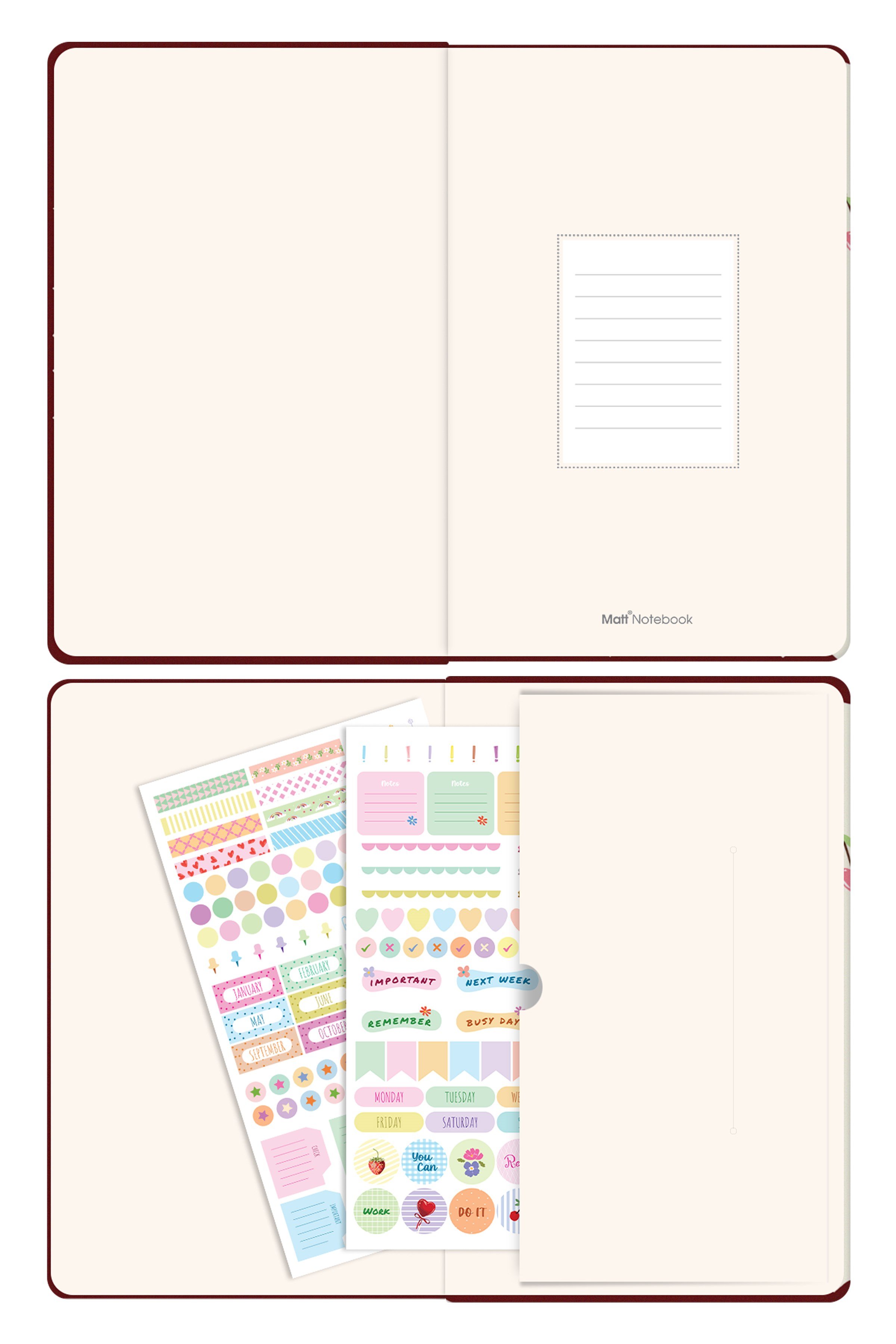 Matt Notebook 2027 Yılı Günlük Ajanda 16x24 cm - 12 Aylık Kiraz
