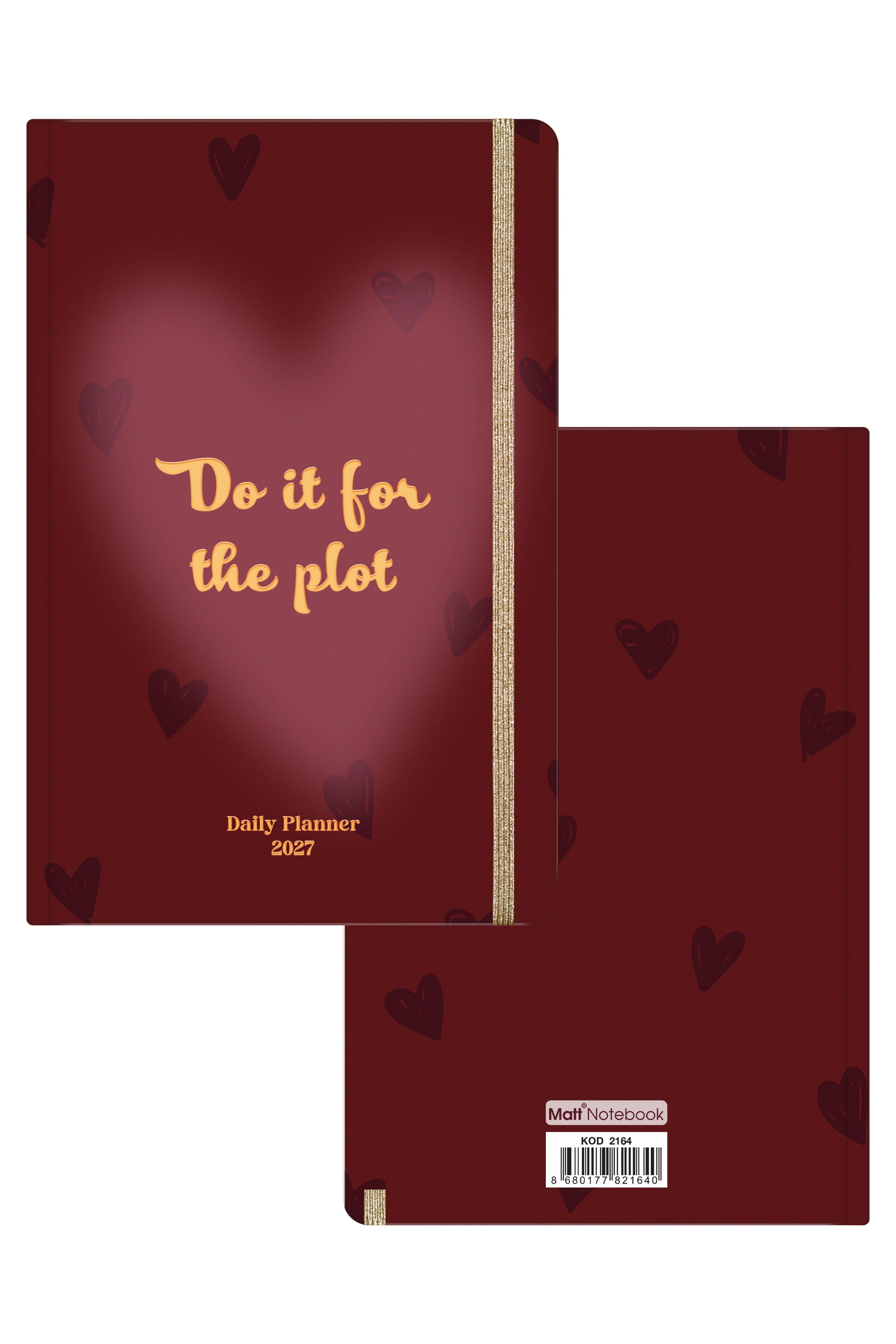 Matt Notebook 2027 Yılı Günlük Ajanda 16x24 cm - 12 Aylık Kalpler