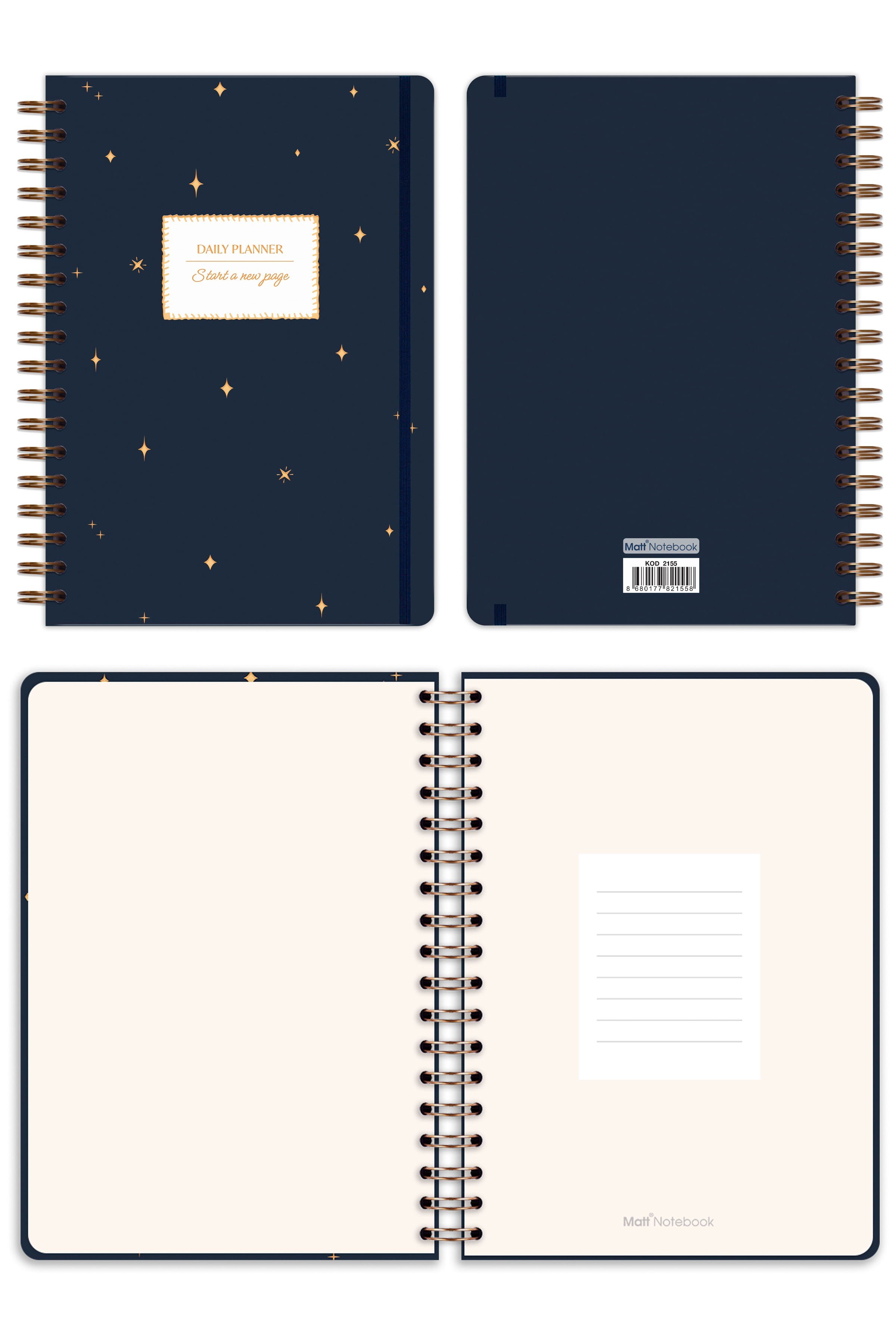 Matt Notebook 2027 Yılı Günlük Spiralli Ajanda 16x24 cm - 12 Aylık Lacivert
