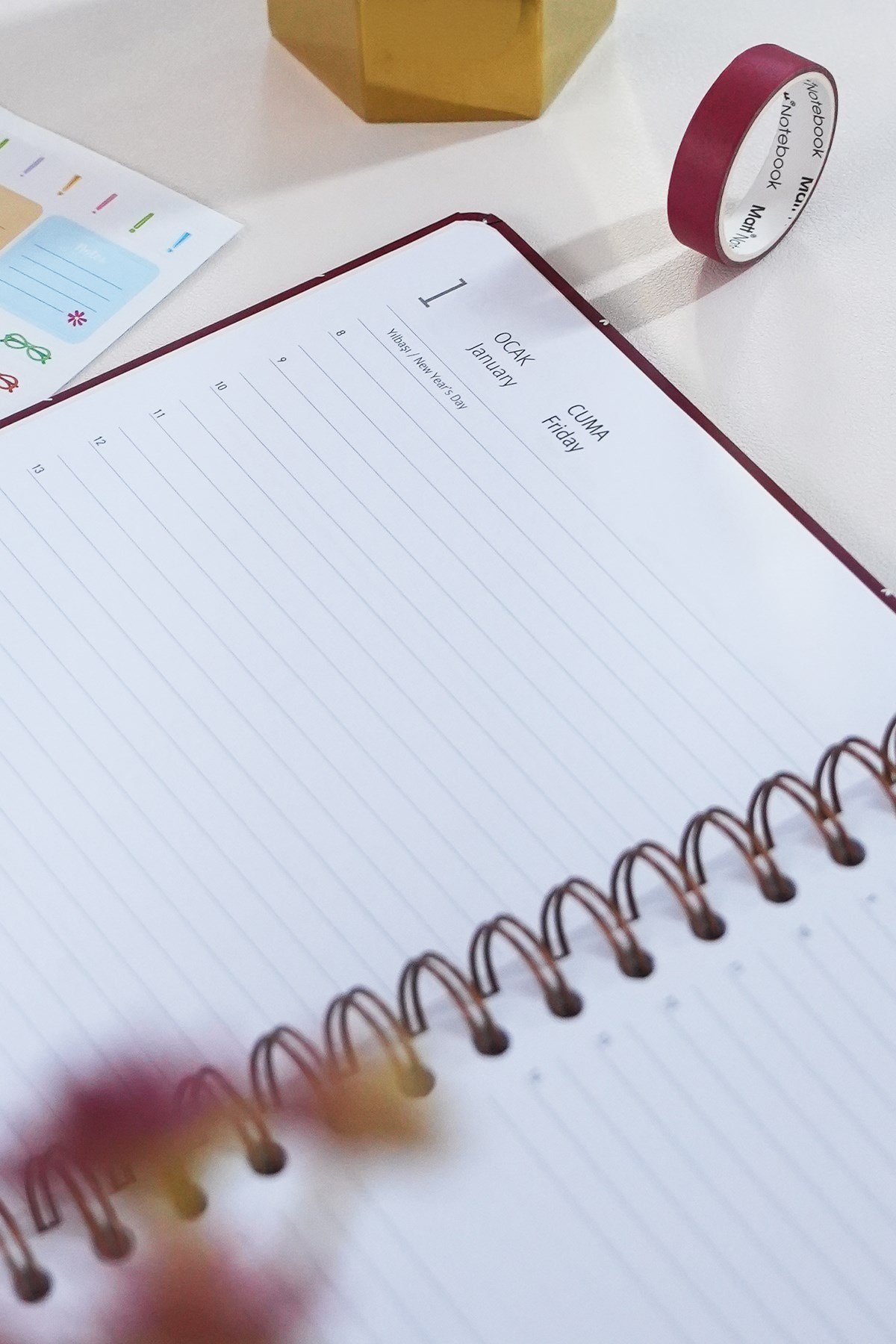 Matt Notebook 2027 Yılı Günlük Spiralli Ajanda 16x24 cm - 12 Aylık Kalpler