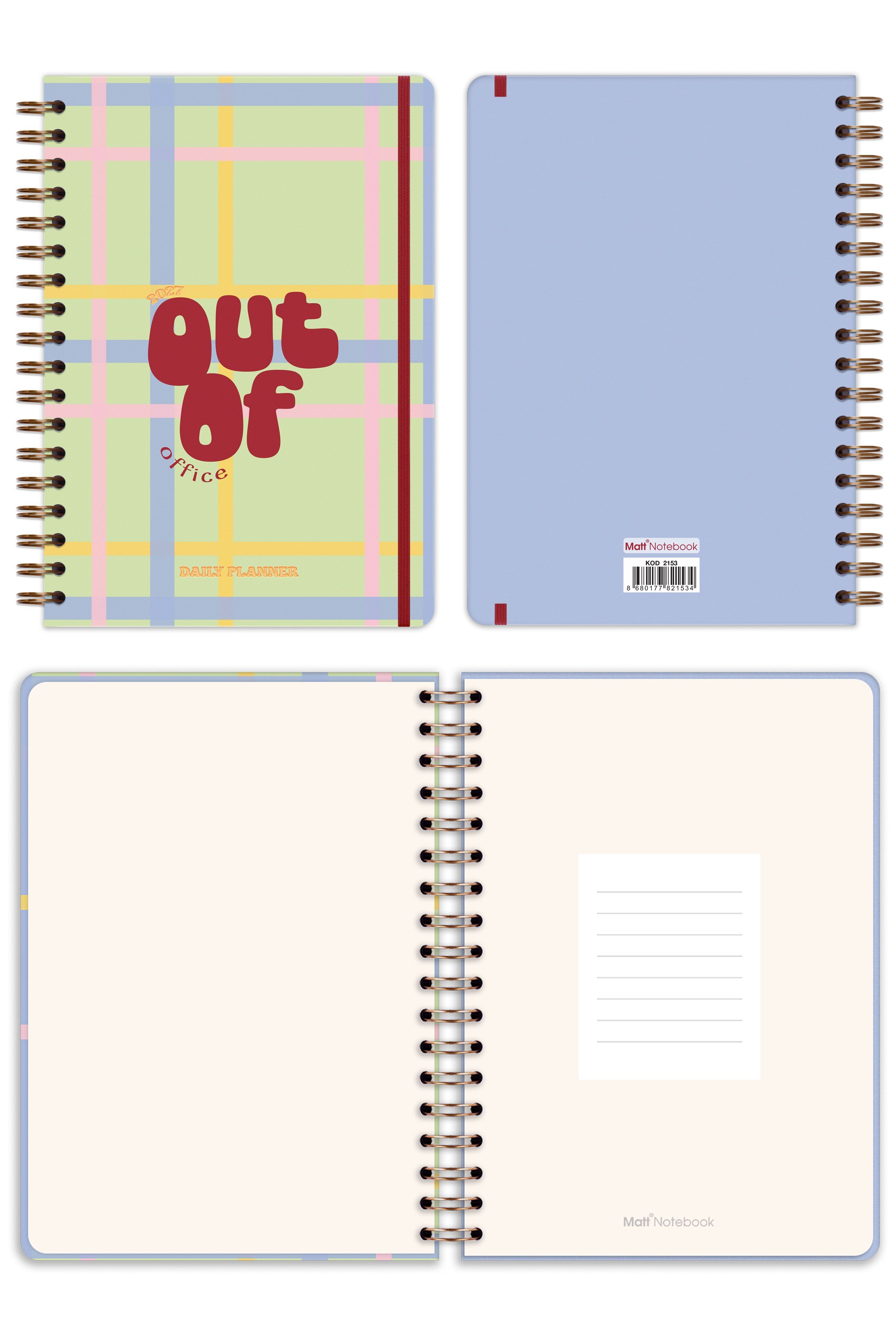 Matt Notebook 2027 Yılı Günlük Spiralli Ajanda 16x24 cm - 12 Aylık