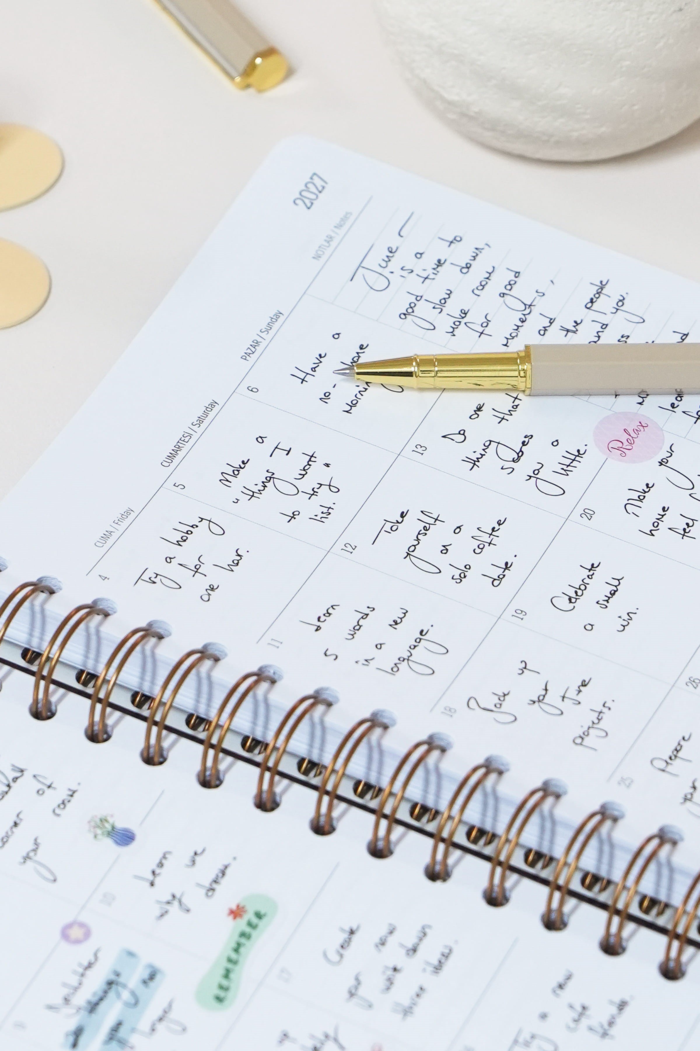 Matt Notebook 2027 Yılı Günlük Spiralli Ajanda 16x24 cm - 12 Aylık Fiyonk