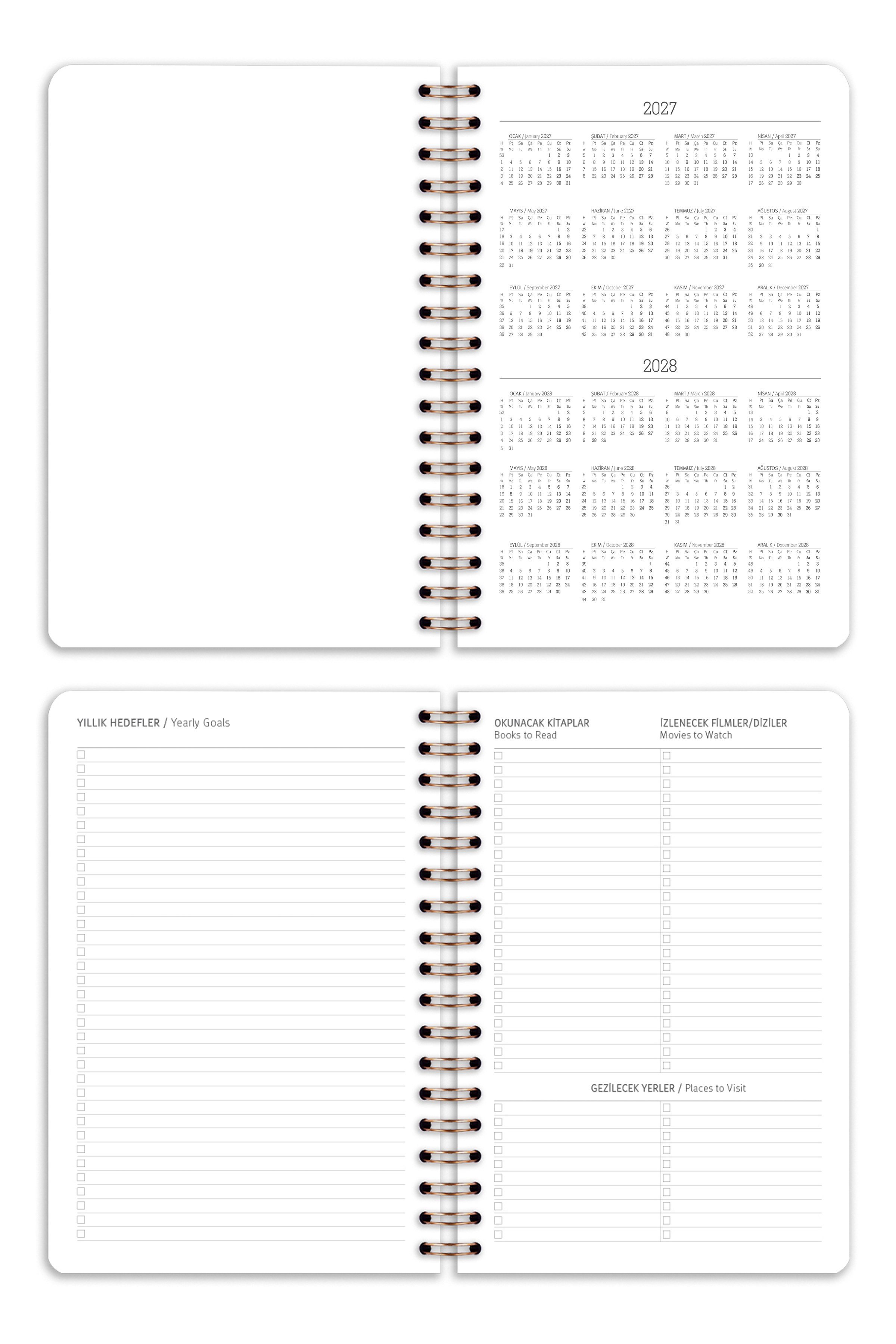 Matt Notebook 2027 Yılı Günlük Spiralli Ajanda 16x24 cm - 12 Aylık Kiraz