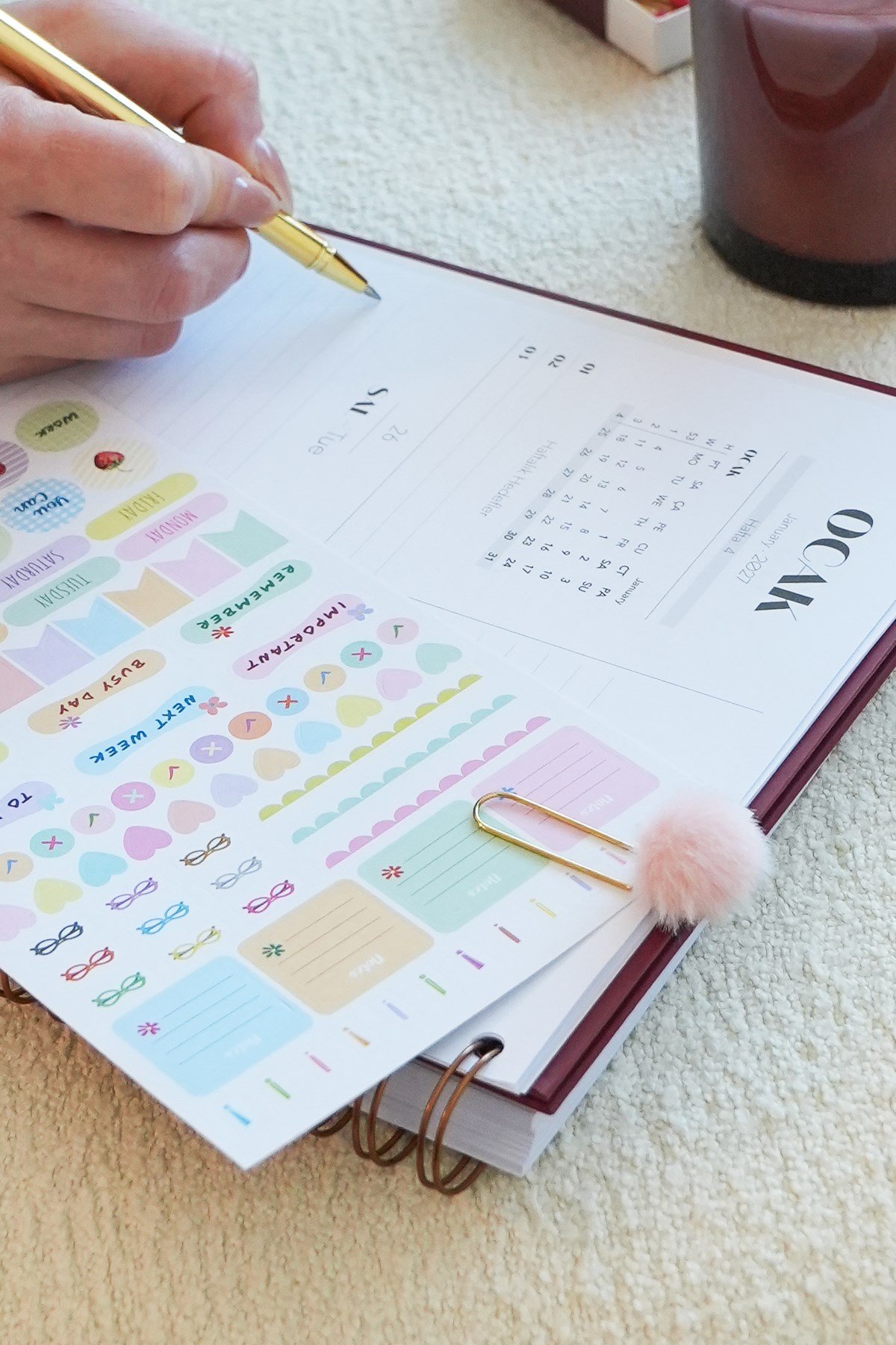 Matt Notebook 2027 Yılı Haftalık Kare Ajanda - 12 Aylık Kalp