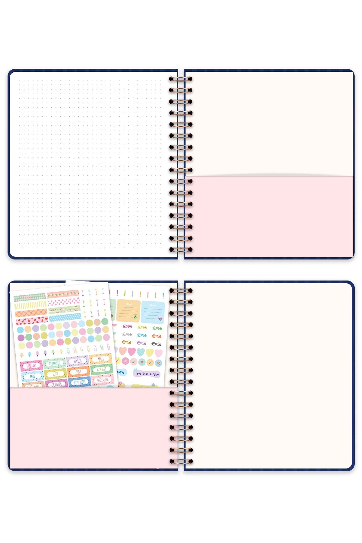Matt Notebook 2027 Yılı Haftalık Kare Ajanda - 12 Aylık Fiyonklar