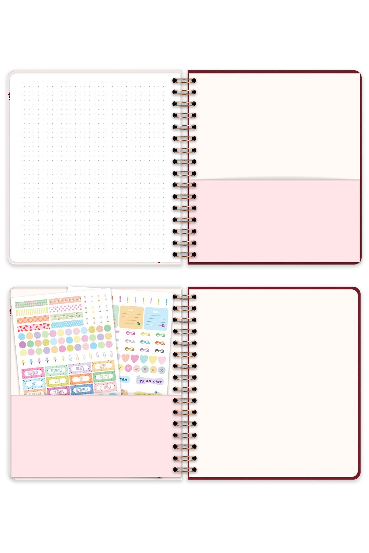 Matt Notebook 2027 Yılı Haftalık Kare Ajanda - 12 Aylık Kiraz