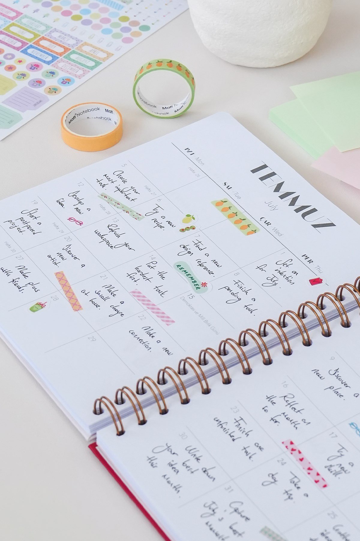 Matt Notebook 2027 Yılı Haftalık Kare Ajanda - 12 Aylık