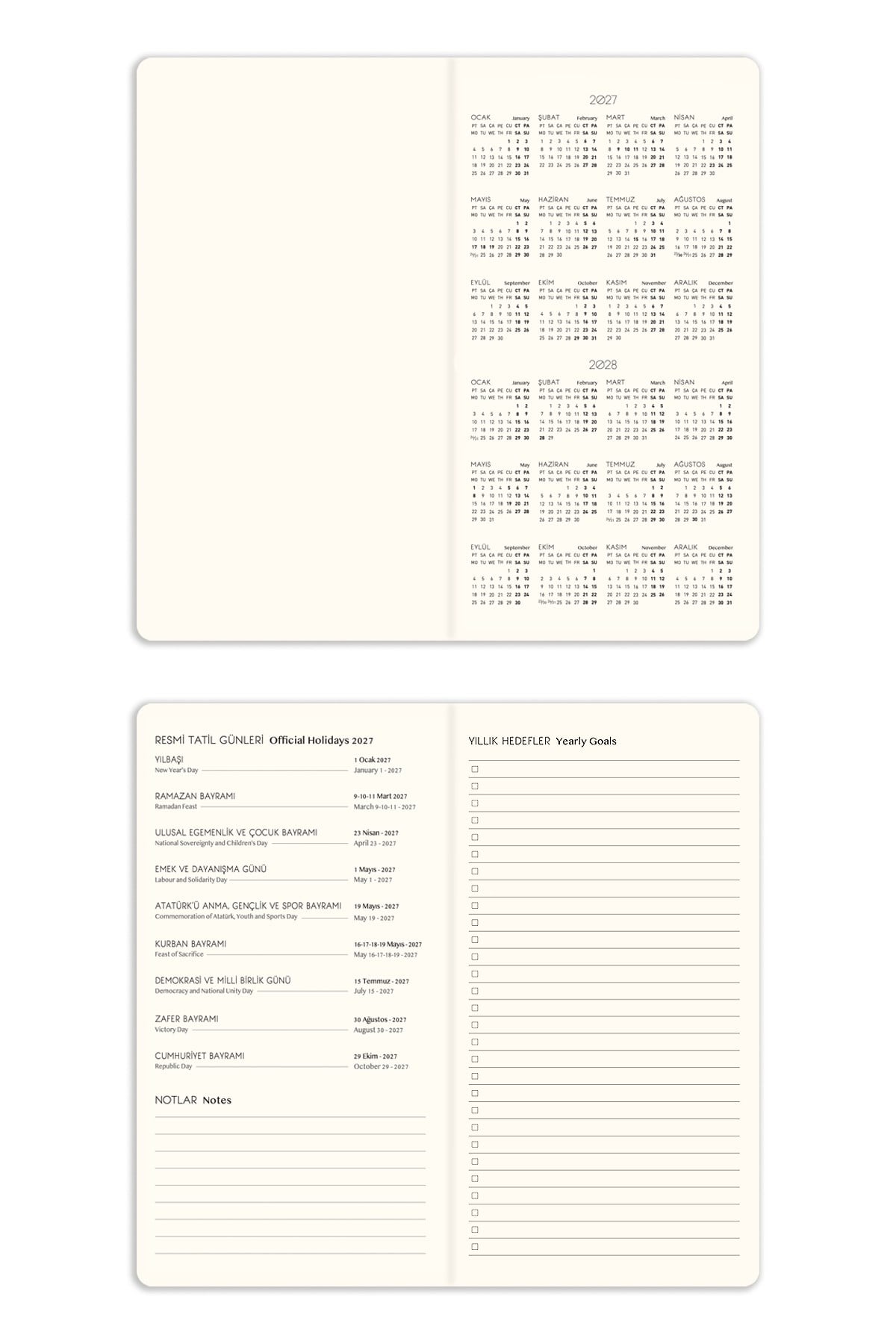 Matt Notebook 2027 Yılı Haftalık Keten 9x17 cm Cep Ajandası 12 Aylık Koyu Yeşil