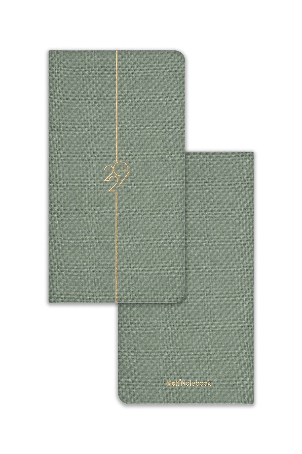 Matt Notebook 2027 Yılı Haftalık Keten 9x17 cm Cep Ajandası 12 Aylık Yeşil
