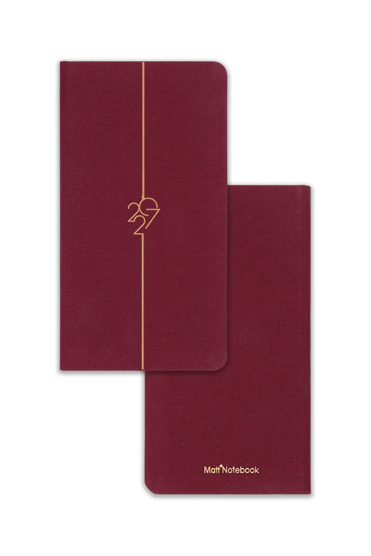 Matt Notebook 2027 Yılı Haftalık Keten 9x17 cm Cep Ajandası 12 Aylık Bordo