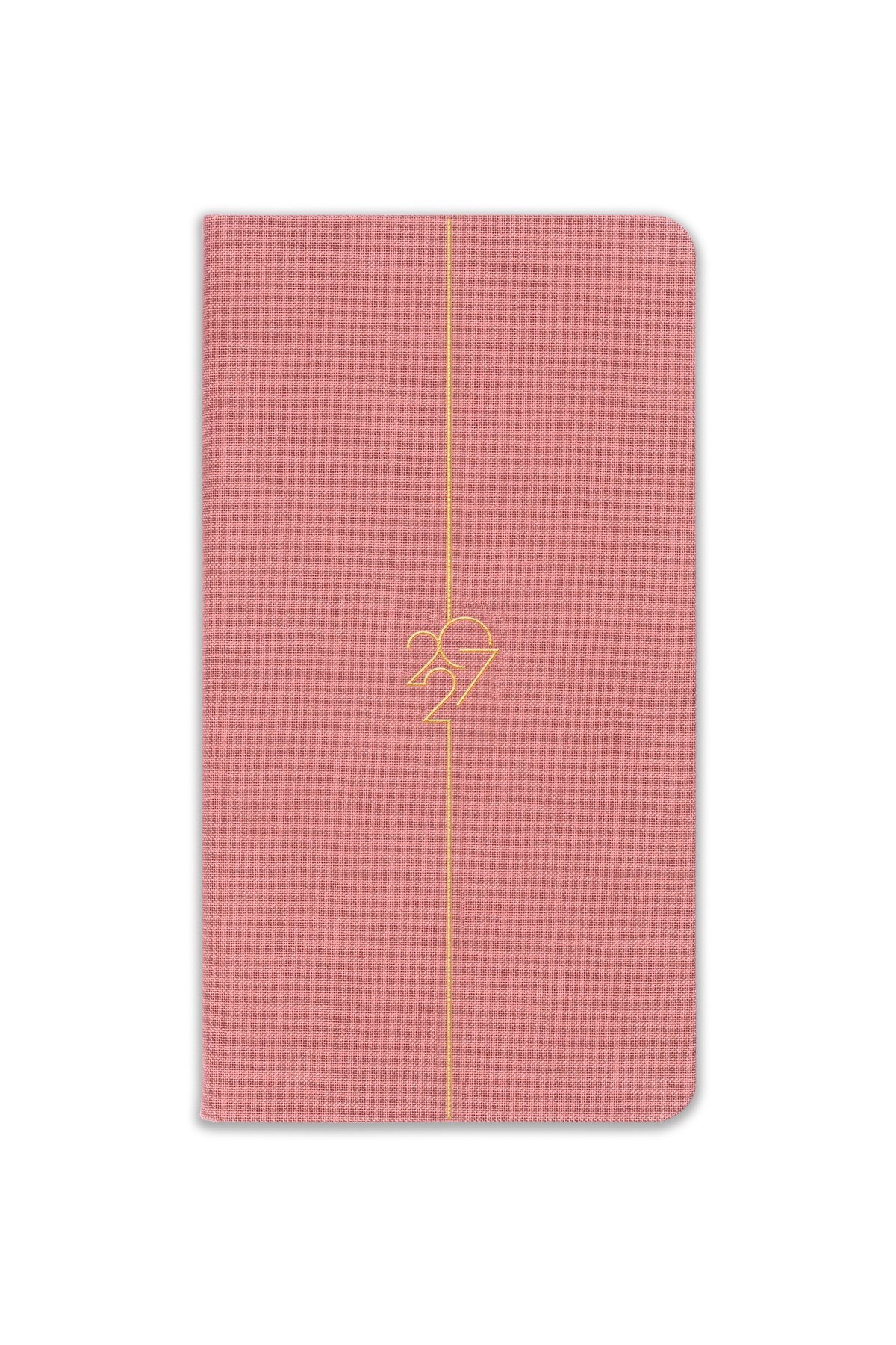 Matt Notebook 2027 Yılı Haftalık Keten 9x17 cm Cep Ajandası 12 Aylık Pembe
