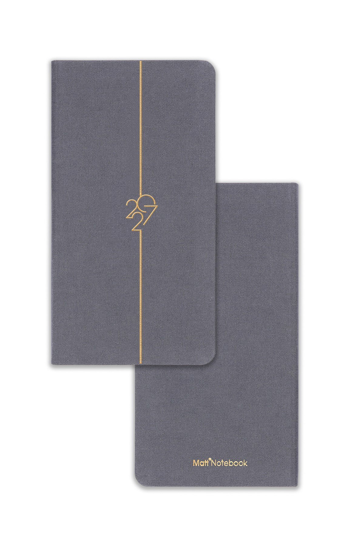 Matt Notebook 2027 Yılı Haftalık Keten 9x17 cm Cep Ajandası 12 Aylık Füme