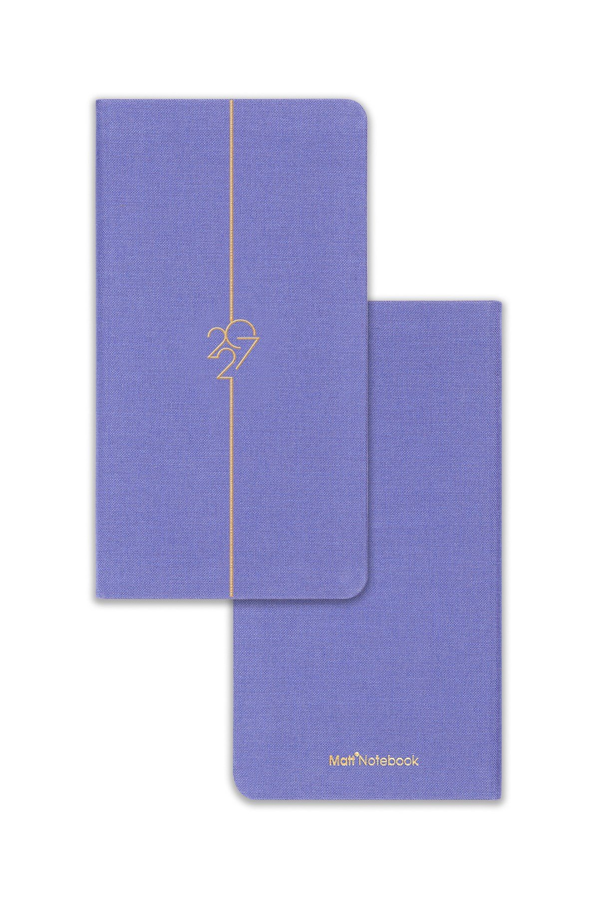 Matt Notebook 2027 Yılı Haftalık Keten 9x17 cm Cep Ajandası 12 Aylık Lila
