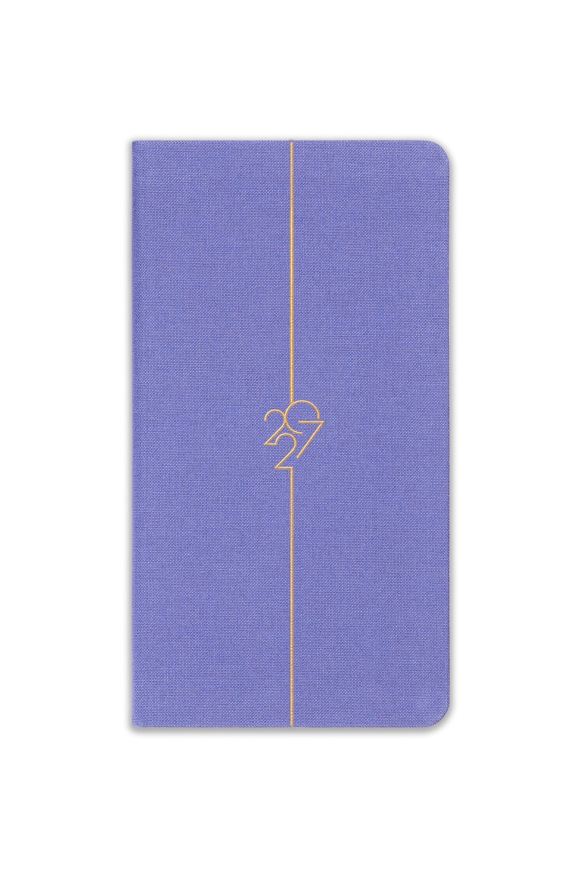 Matt Notebook 2027 Yılı Haftalık Keten 9x17 cm Cep Ajandası 12 Aylık Lila
