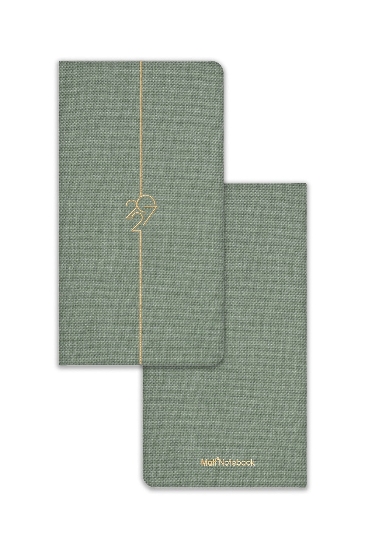 Matt Notebook 2027 Yılı Haftalık Keten 9x17 cm Cep Ajandası 12 Aylık Yeşil