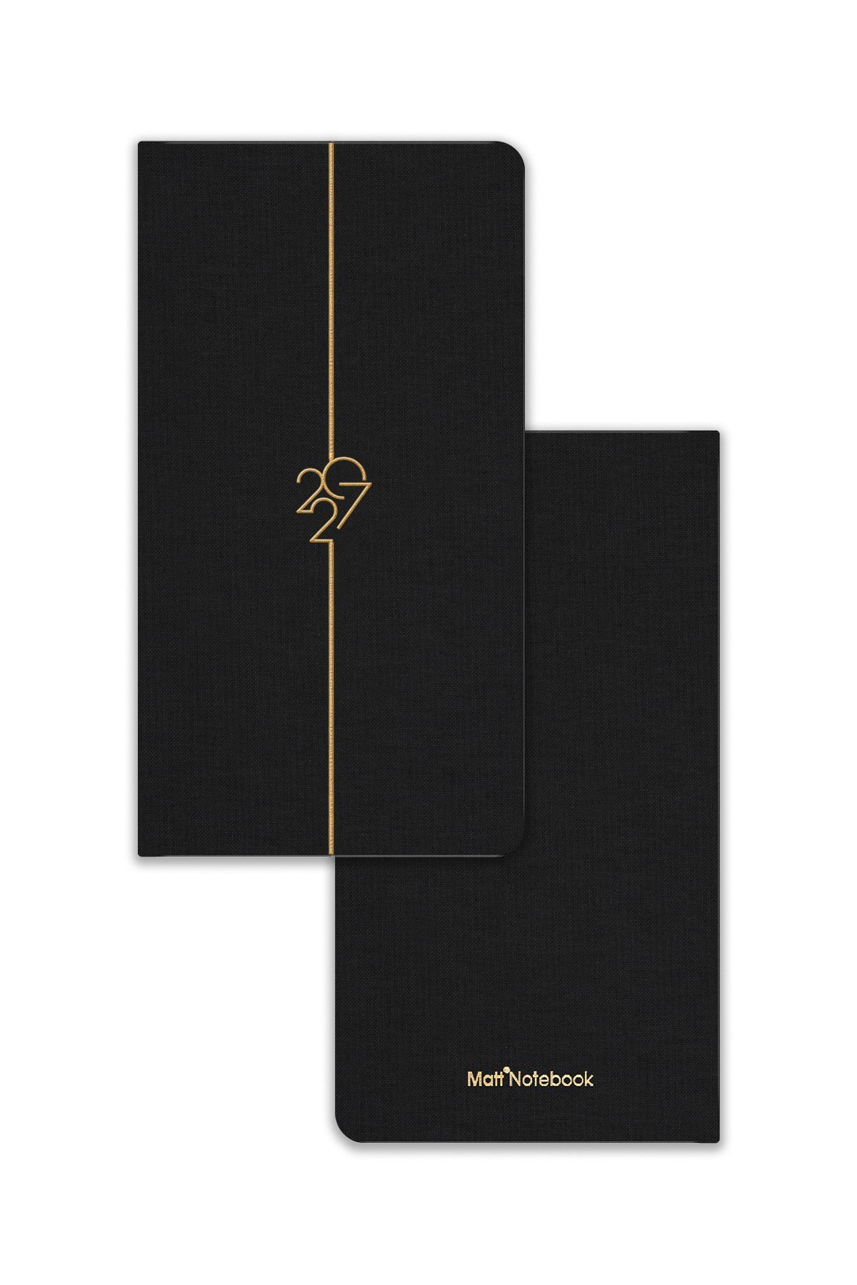 Matt Notebook 2027 Yılı Haftalık Keten 9x17 cm Cep Ajandası 12 Aylık Siyah