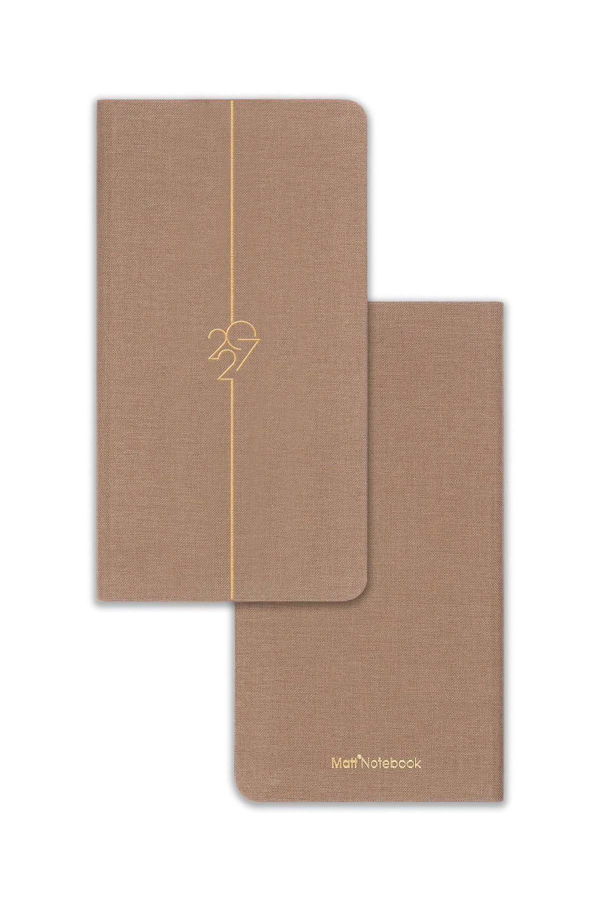 Matt Notebook 2027 Yılı Haftalık Keten 9x17 cm Cep Ajandası 12 Aylık Sütlü Kahve