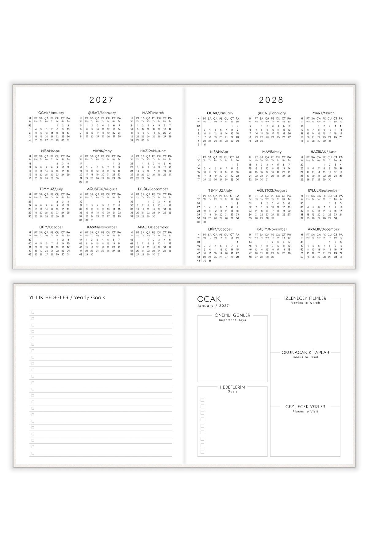 Matt Notebook 2027 Yılı Kare Haftalık Ajanda 15x15 cm Kedi