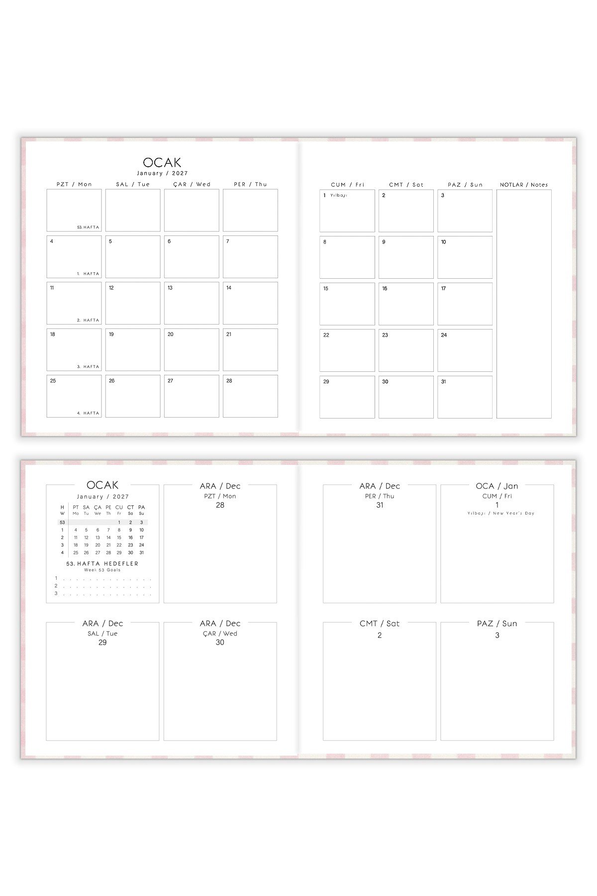 Matt Notebook 2027 Yılı Kare Haftalık Ajanda 15x15 cm