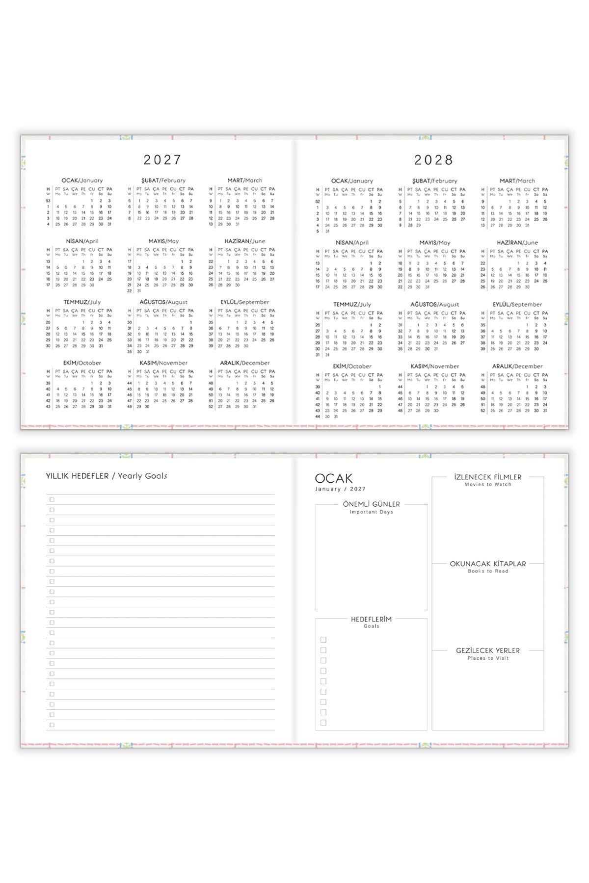 Matt Notebook 2027 Yılı Kare Haftalık Ajanda 15x15 cm Kiraz