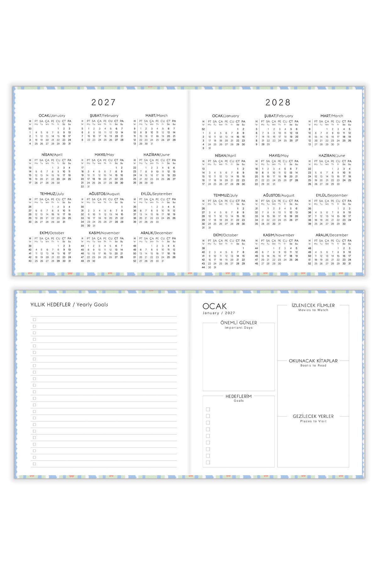 Matt Notebook 2027 Yılı Kare Haftalık Ajanda 15x15 cm Çiçekler