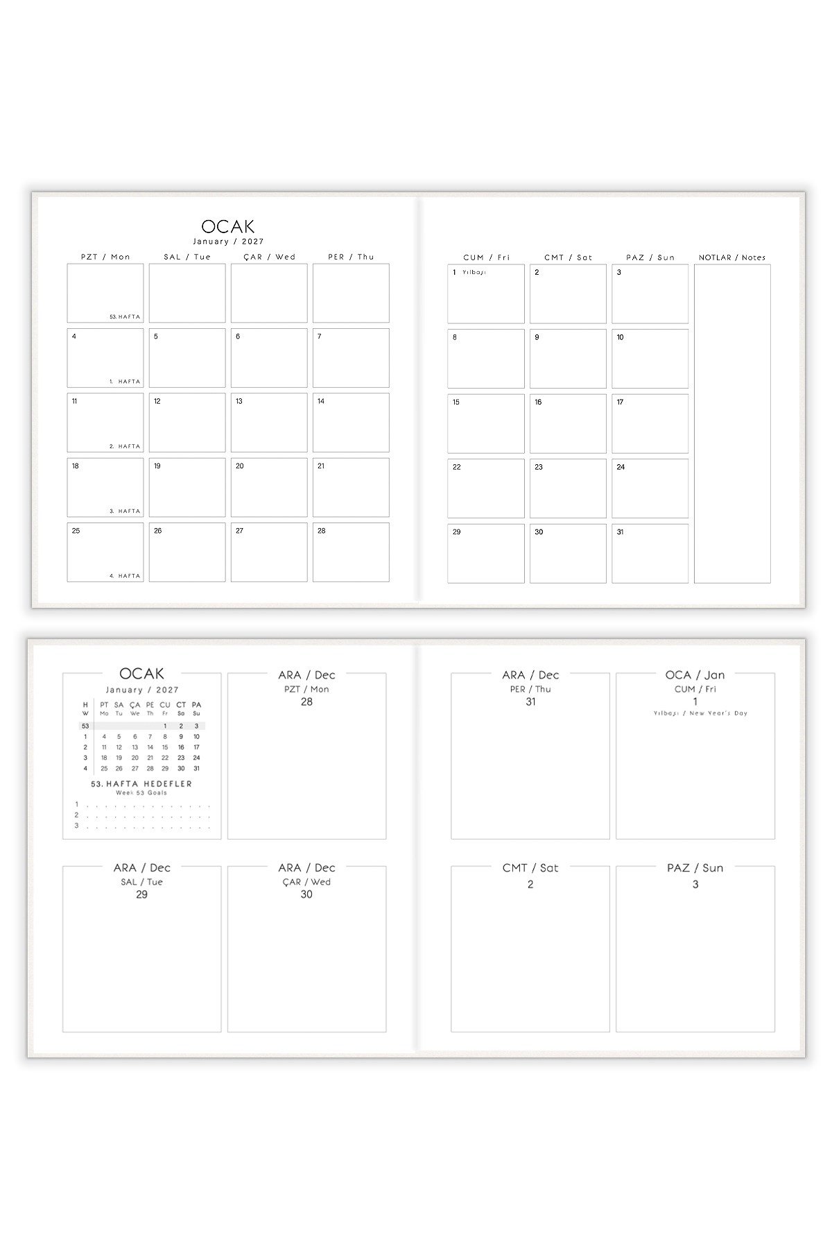 Matt Notebook 2027 Yılı Kare Haftalık Ajanda 15x15 cm Kedi