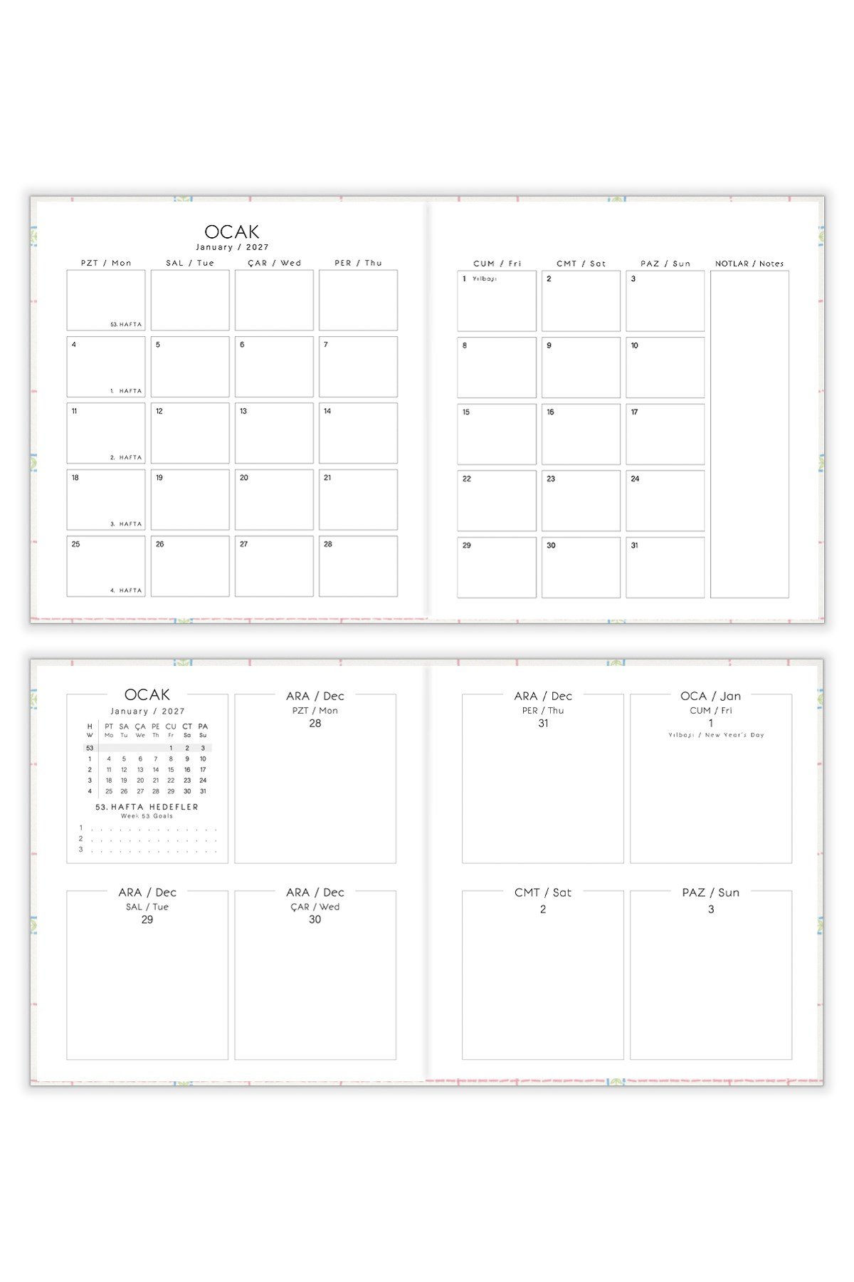 Matt Notebook 2027 Yılı Kare Haftalık Ajanda 15x15 cm Kiraz