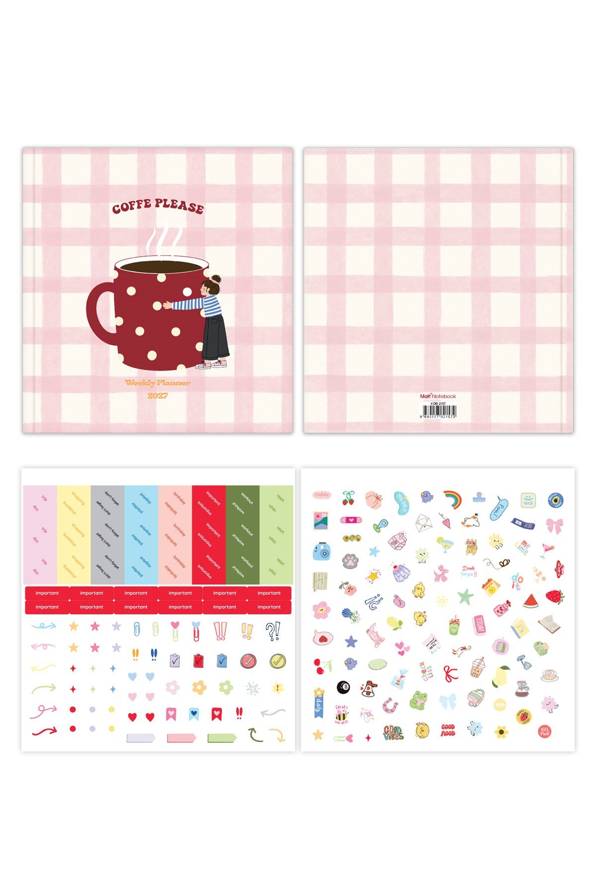 Matt Notebook 2027 Yılı Kare Haftalık Ajanda 15x15 cm