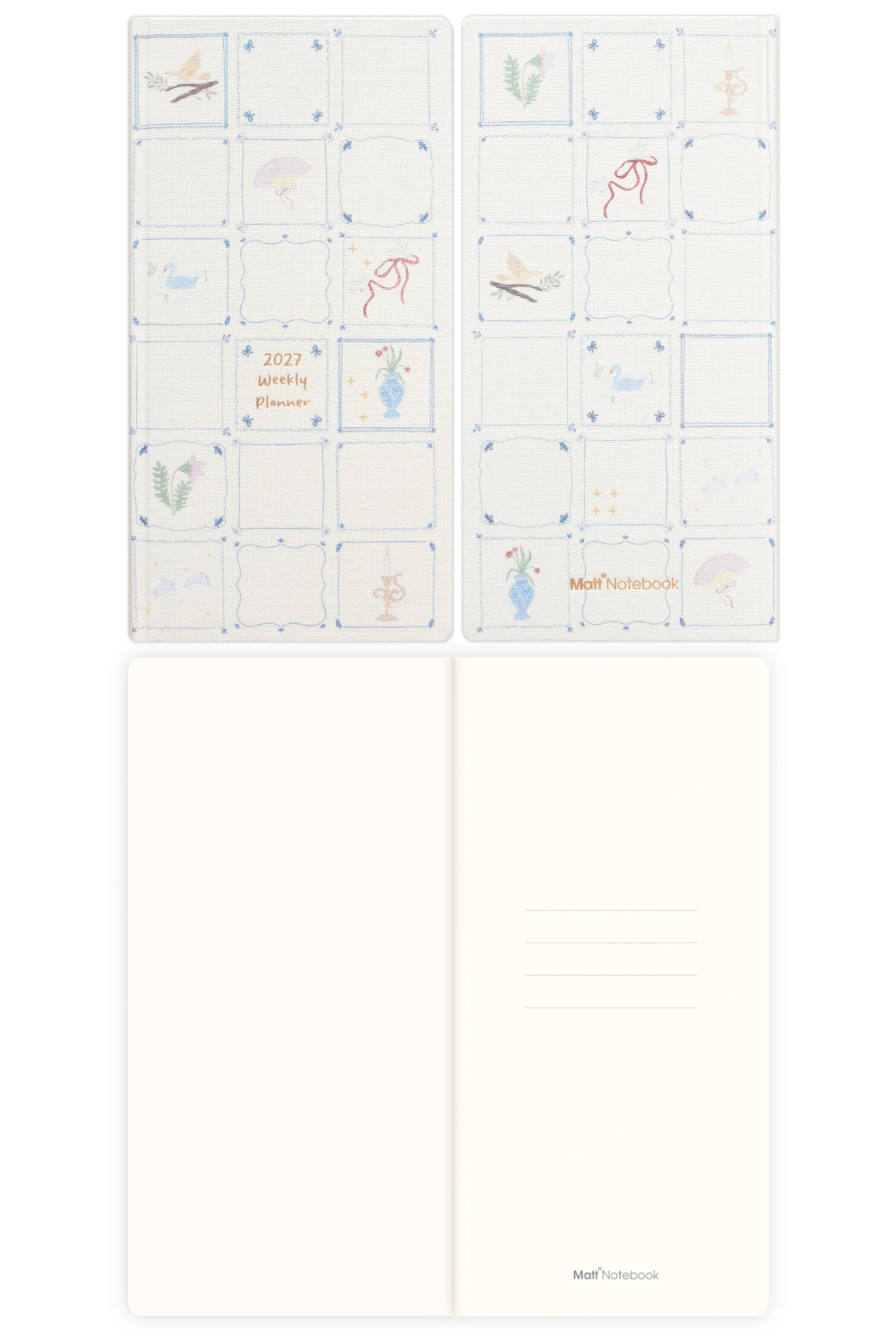 Matt Notebook 2027 Yılı Keten Haftalık Planlayıcı Kareli Cep Ajandası 9x18 cm