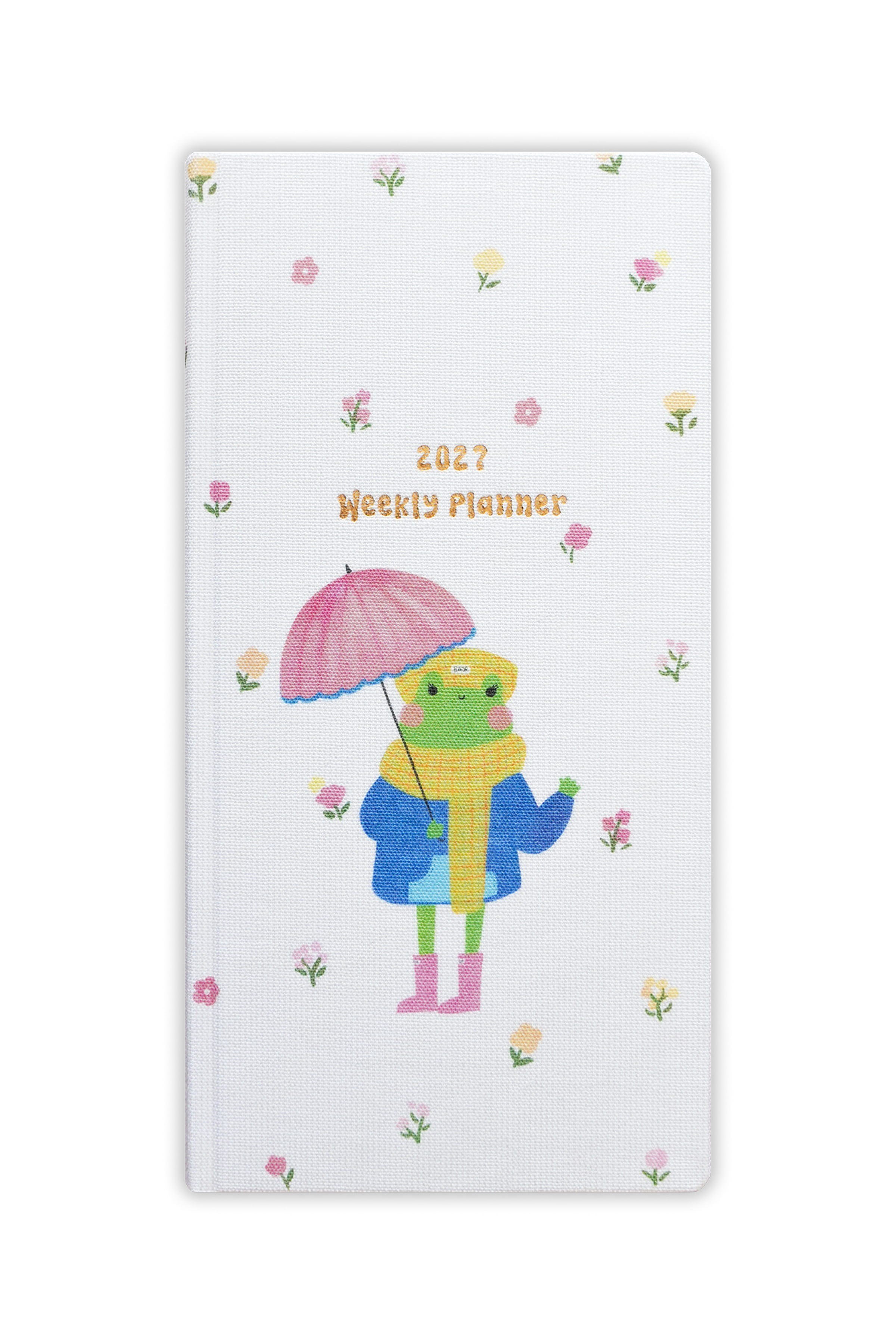 Matt Notebook 2027 Yılı Keten Haftalık Planlayıcı Kareli Cep Ajandası 9x18 cm Kurbağa