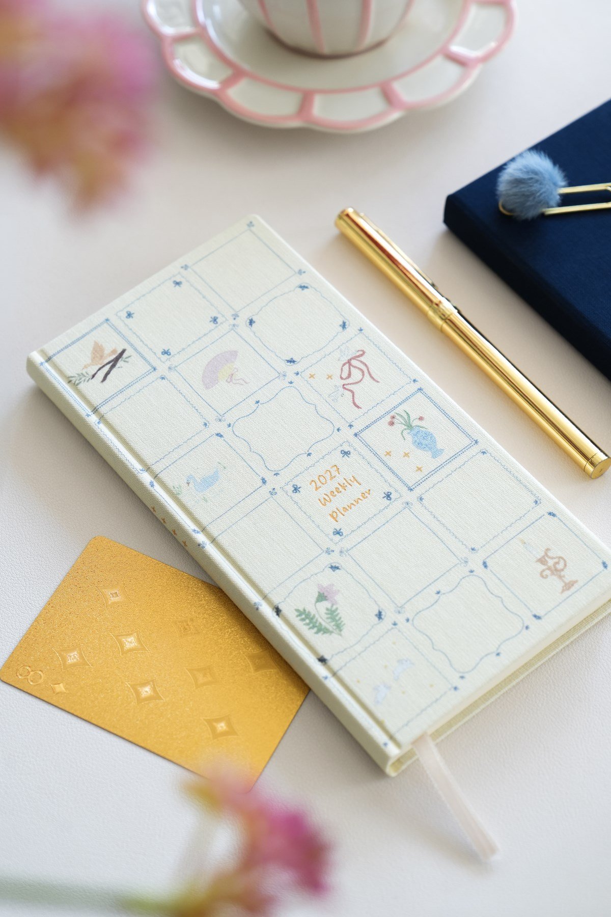 Matt Notebook 2027 Yılı Keten Haftalık Planlayıcı Kareli Cep Ajandası 9x18 cm