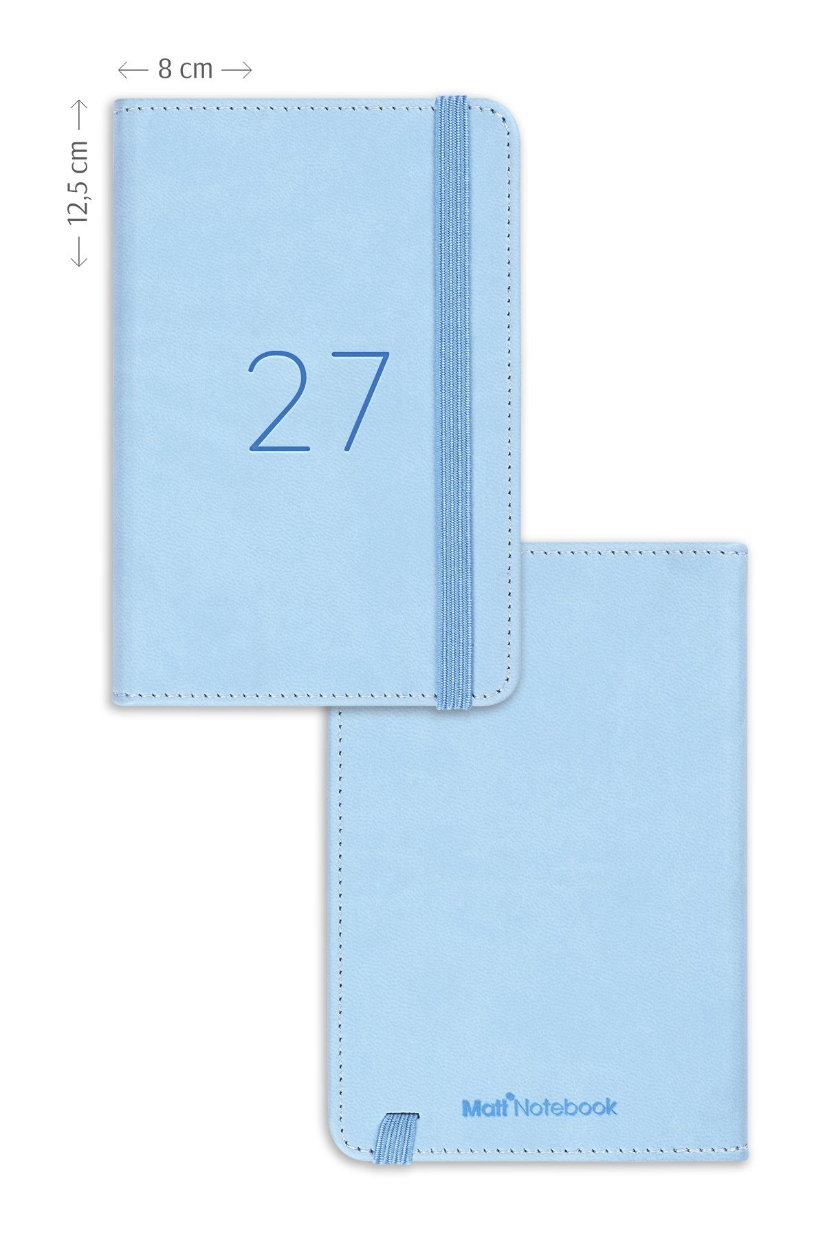 Matt Notebook 2027 Yılı Lastikli Günlük Cep Ajandası 12 Aylık Mavi