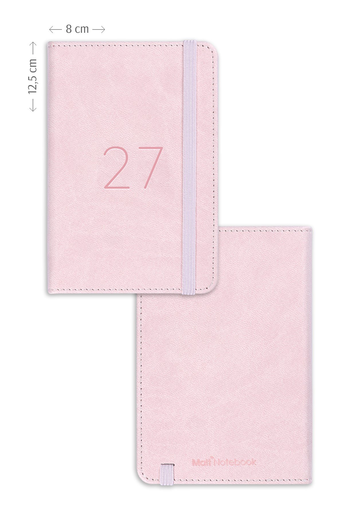 Matt Notebook 2027 Yılı Lastikli Günlük Cep Ajandası 12 Aylık Pembe