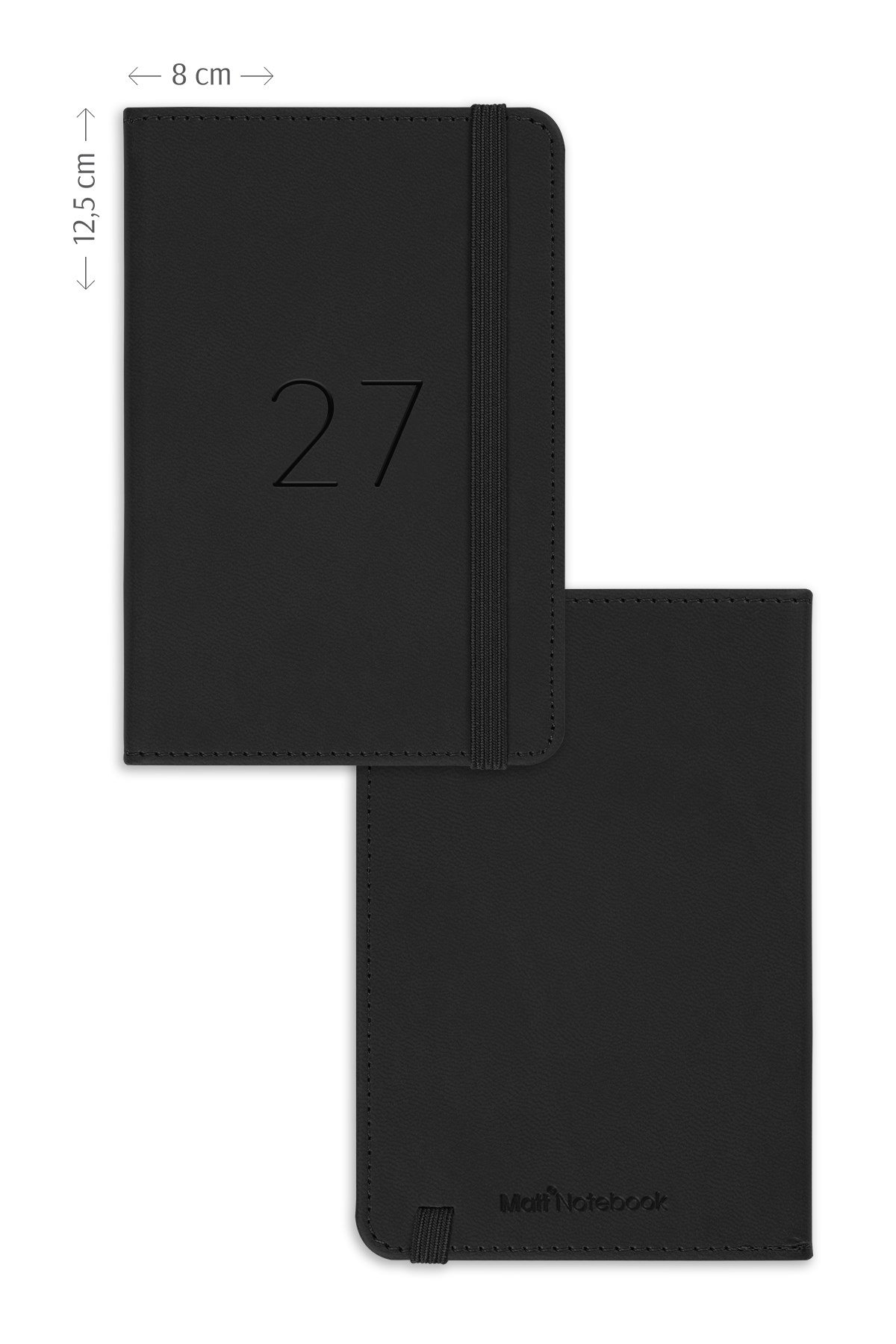 Matt Notebook 2027 Yılı Lastikli Günlük Cep Ajandası 12 Aylık Siyah