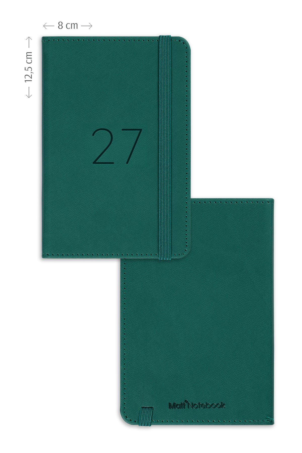 Matt Notebook 2027 Yılı Lastikli Günlük Cep Ajandası 12 Aylık Koyu Yeşil