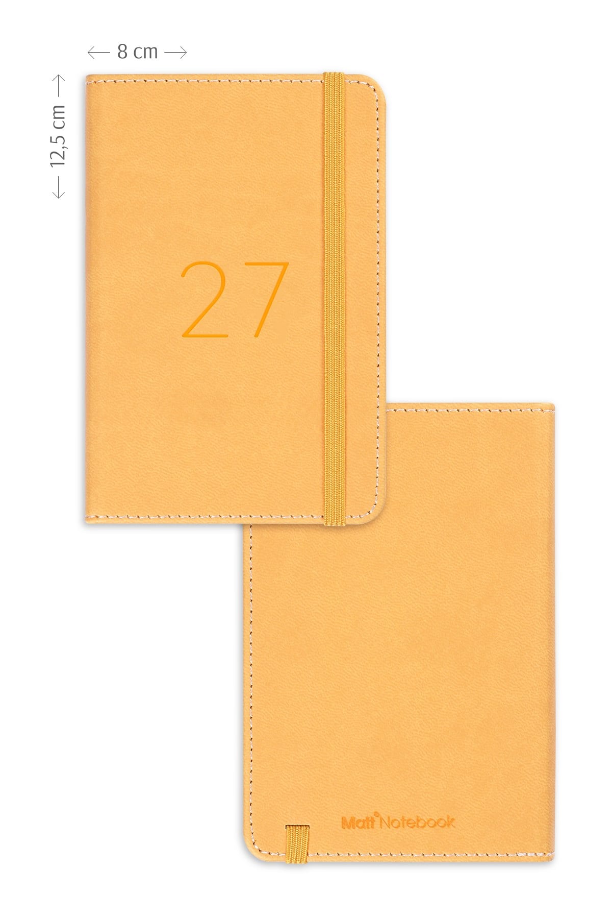 Matt Notebook 2027 Yılı Lastikli Günlük Cep Ajandası 12 Aylık Sarı