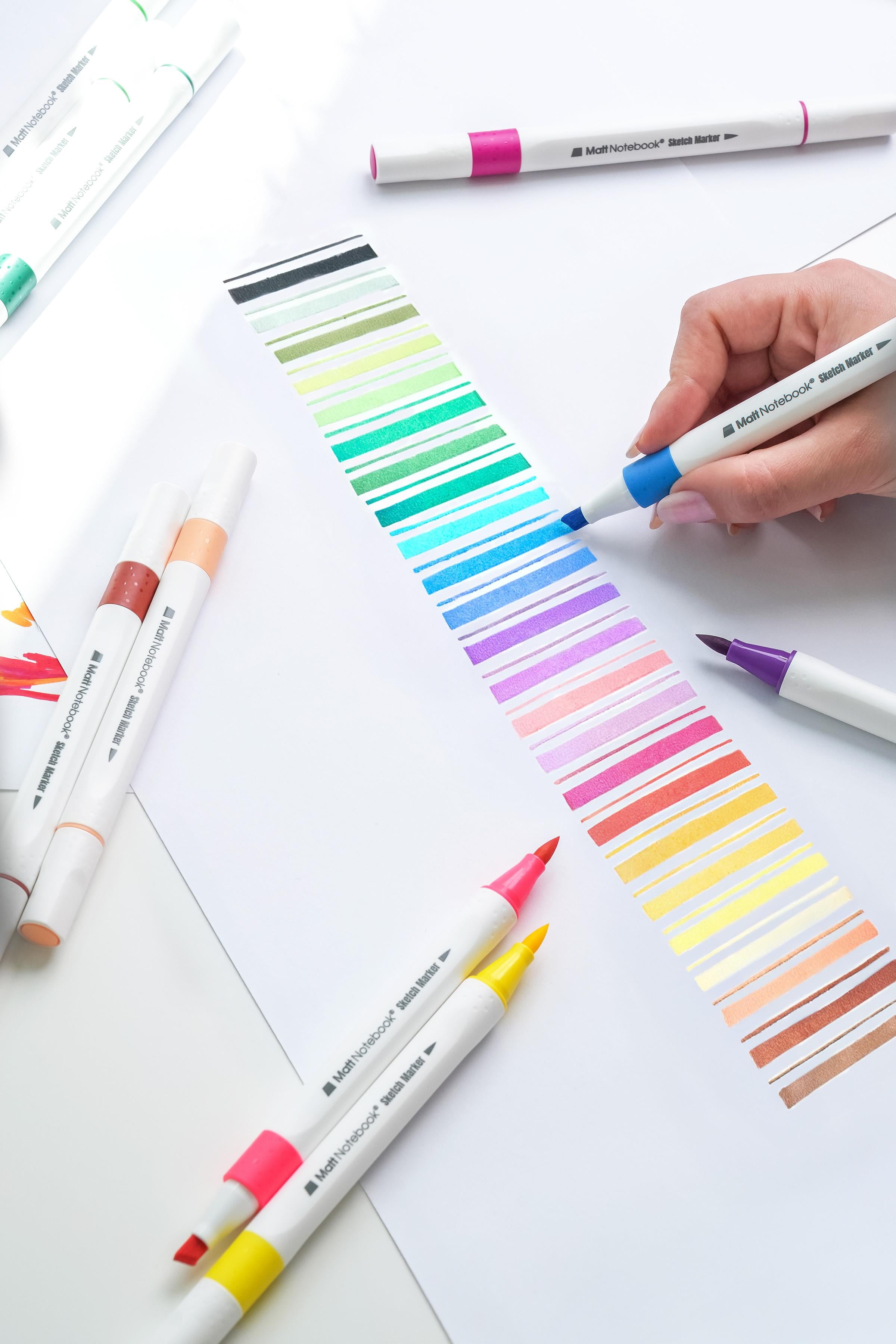 Matt Notebook 24 Renk Çift Uçlu Keçeli Kalem Seti Kutulu Brush + Chisel