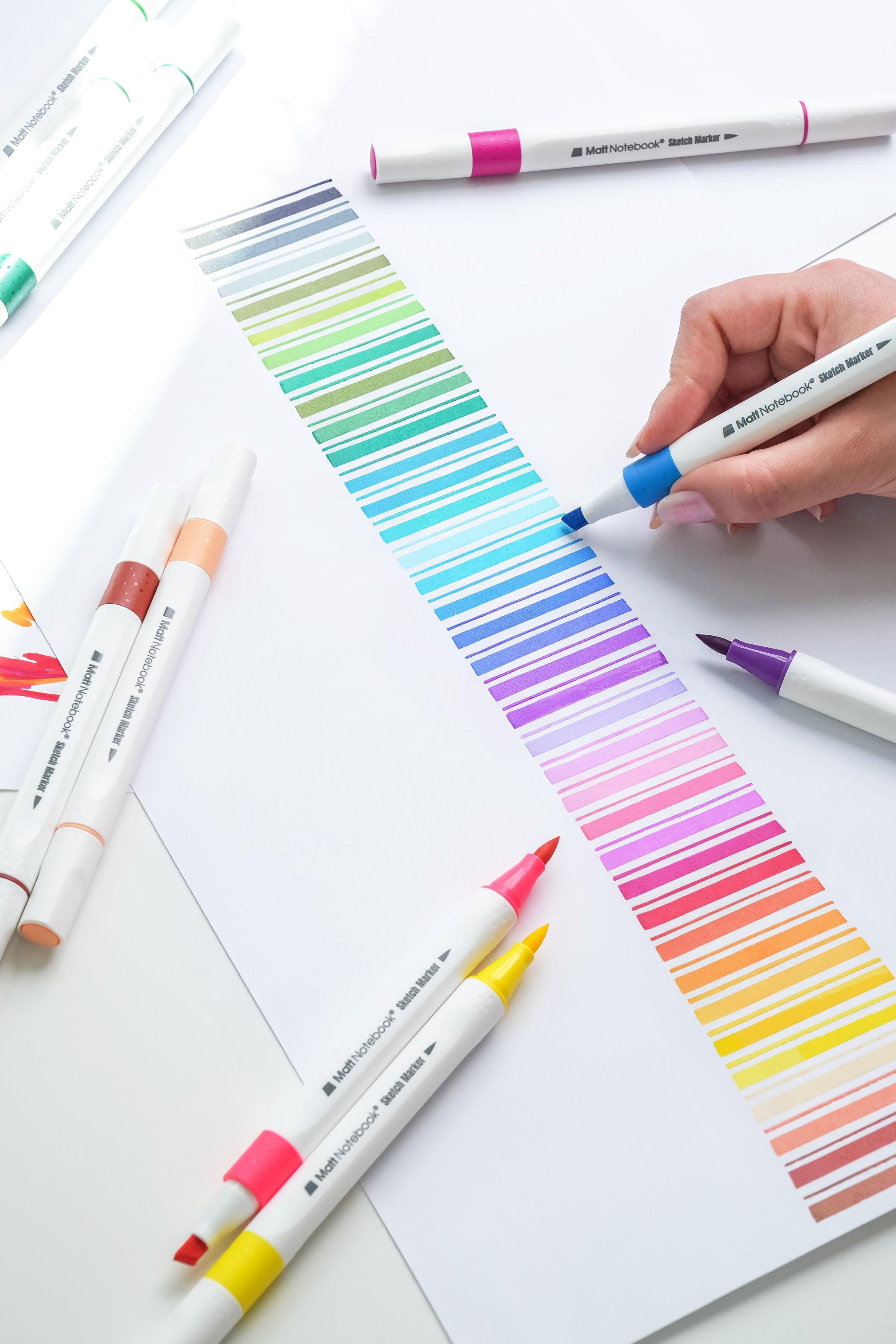 Matt Notebook 36 Renk Çift Uçlu Keçeli Kalem Seti Kutulu Brush + Chisel